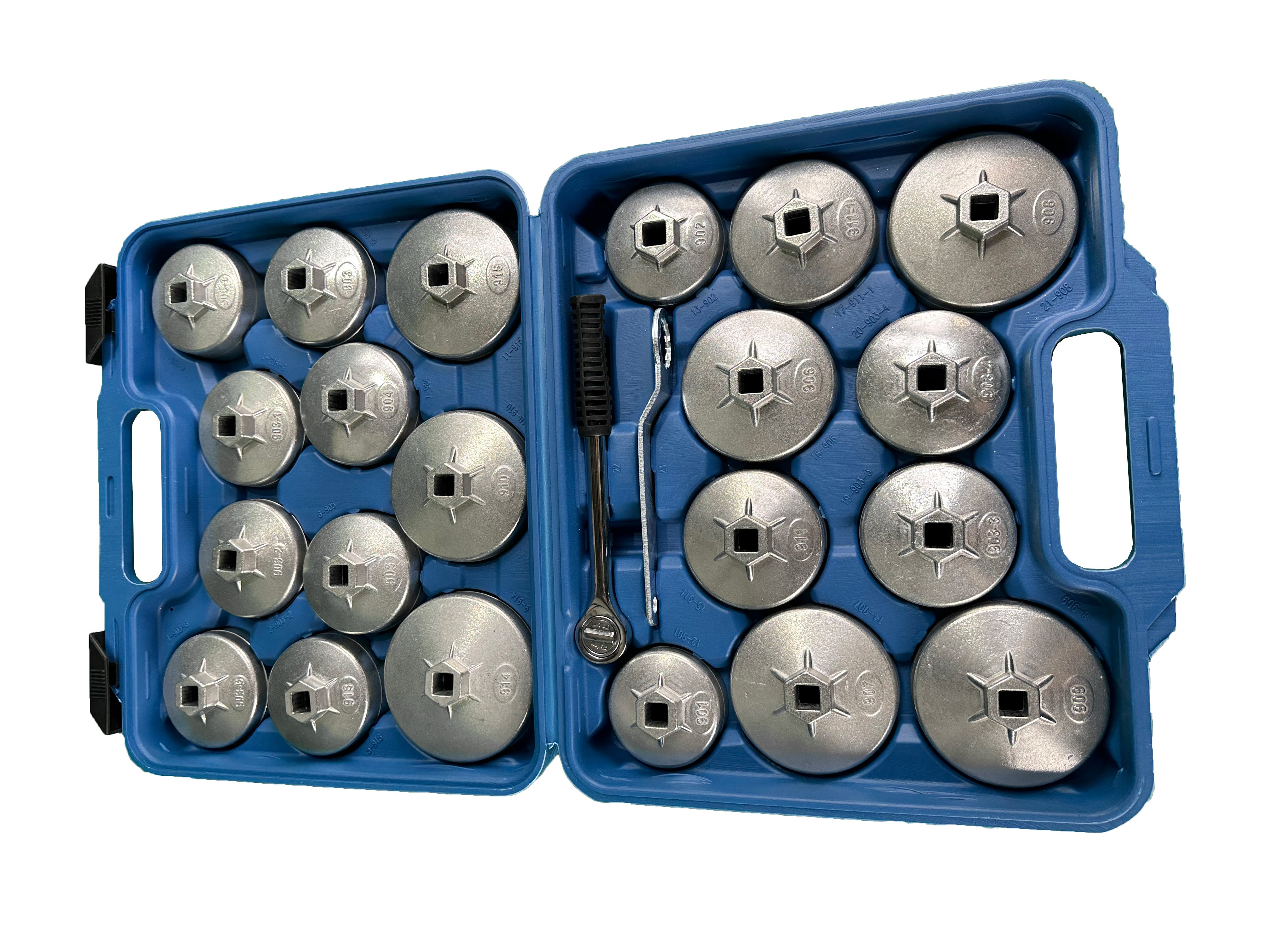 Комплект с ключове за смяна на маслен филтър, алуминий, 23 части GEBO TOOLS