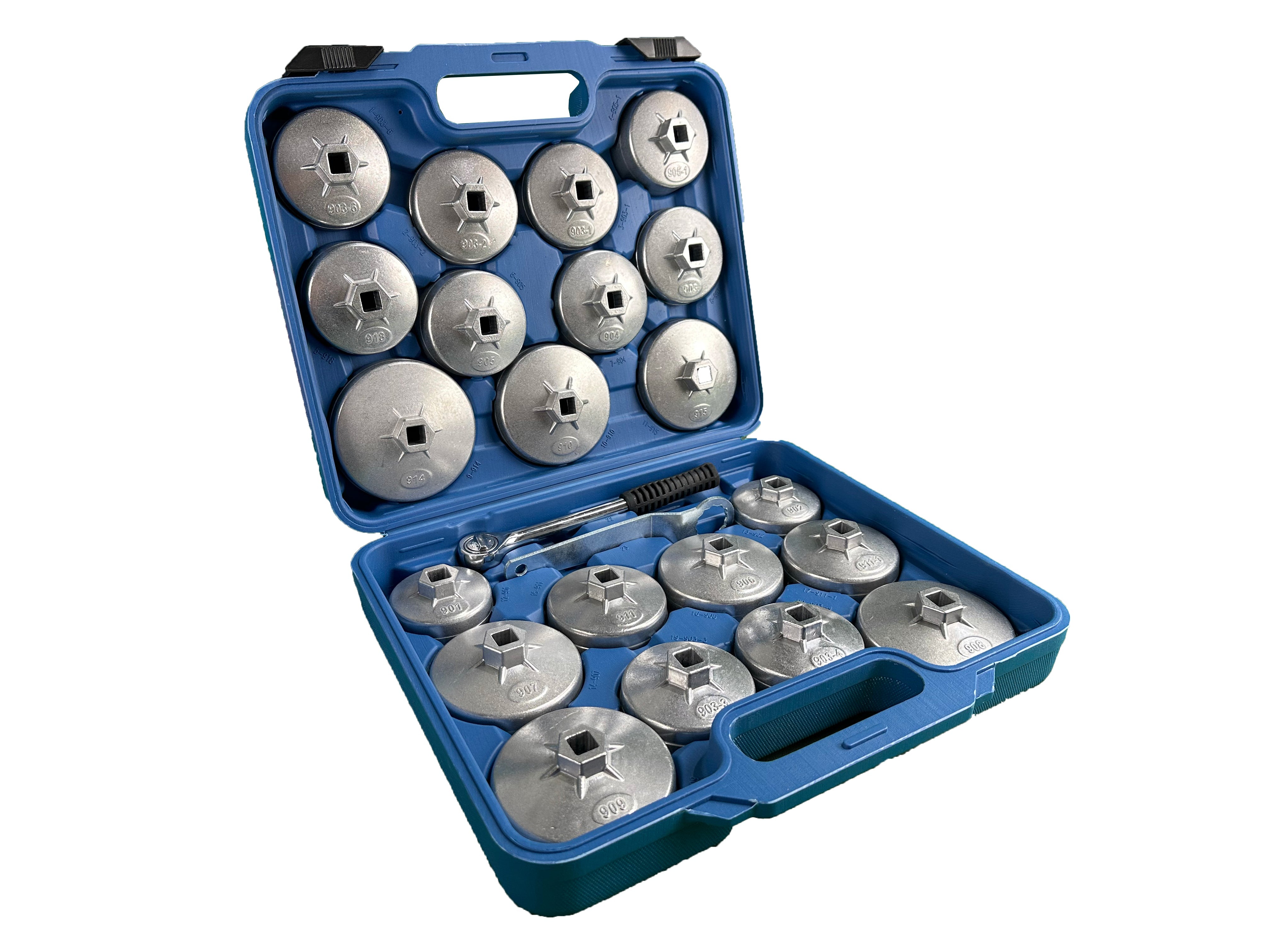 Комплект с ключове за смяна на маслен филтър, алуминий, 23 части GEBO TOOLS