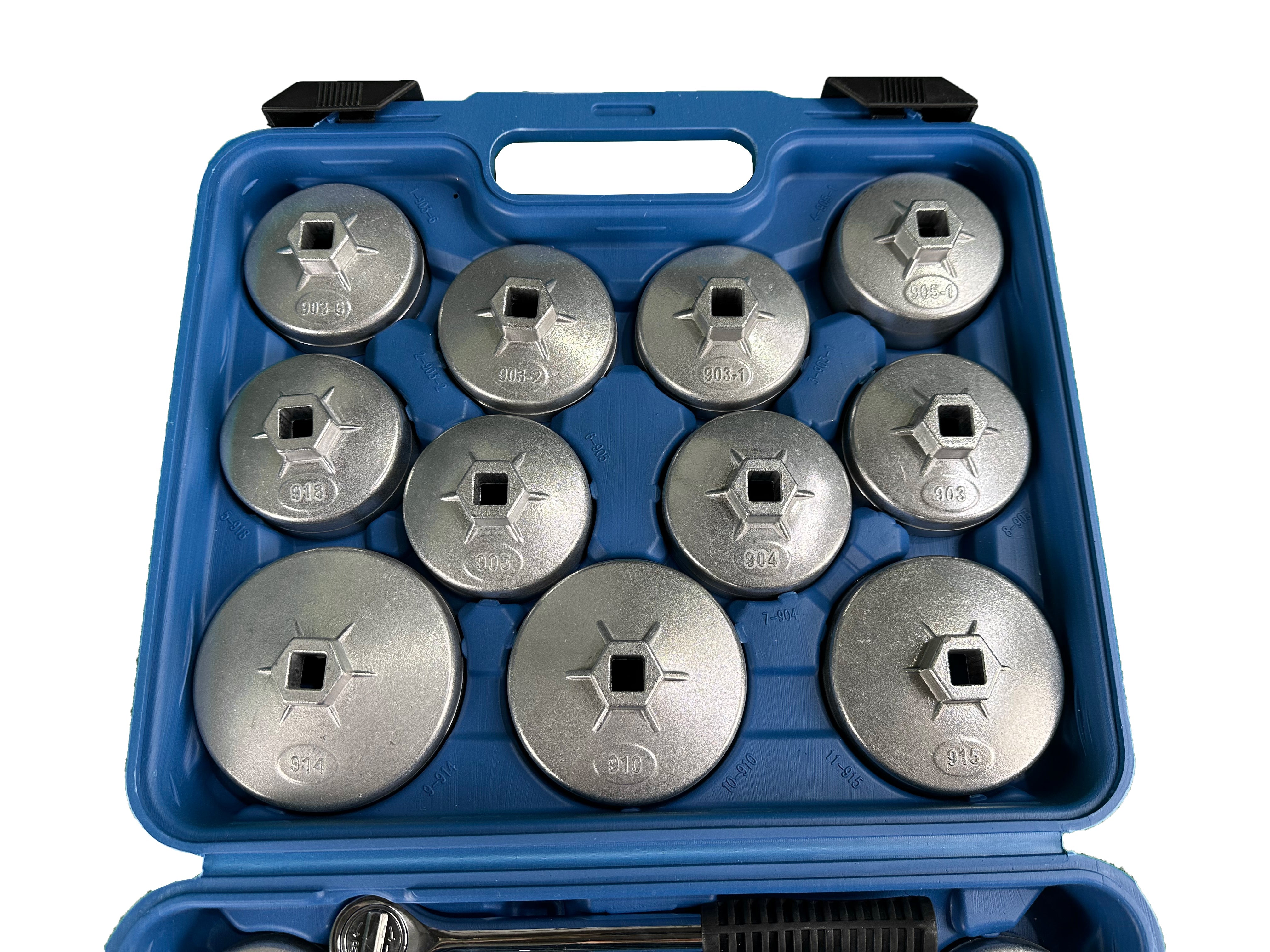 Комплект с ключове за смяна на маслен филтър, алуминий, 23 части GEBO TOOLS