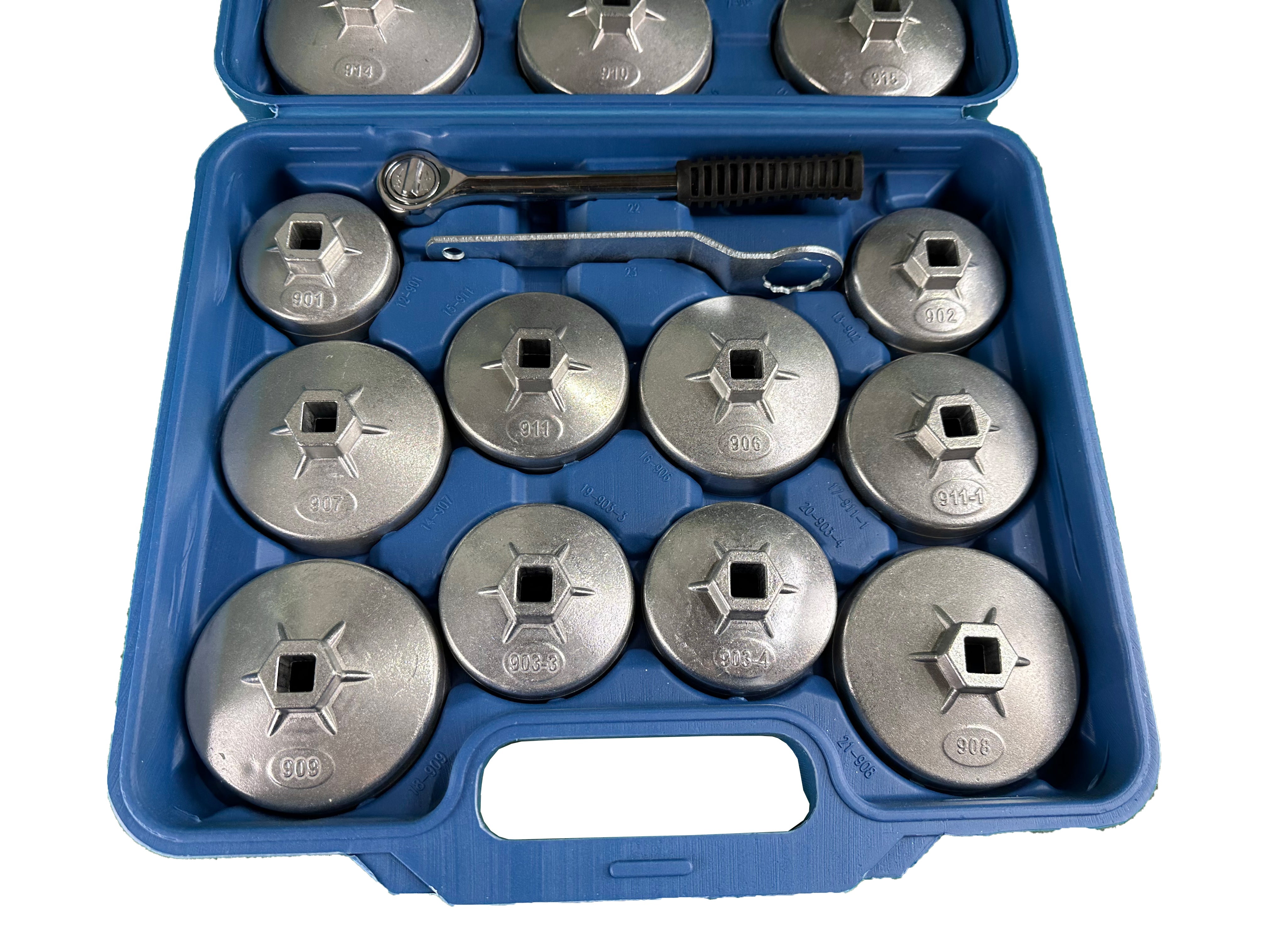 Комплект с ключове за смяна на маслен филтър, алуминий, 23 части GEBO TOOLS