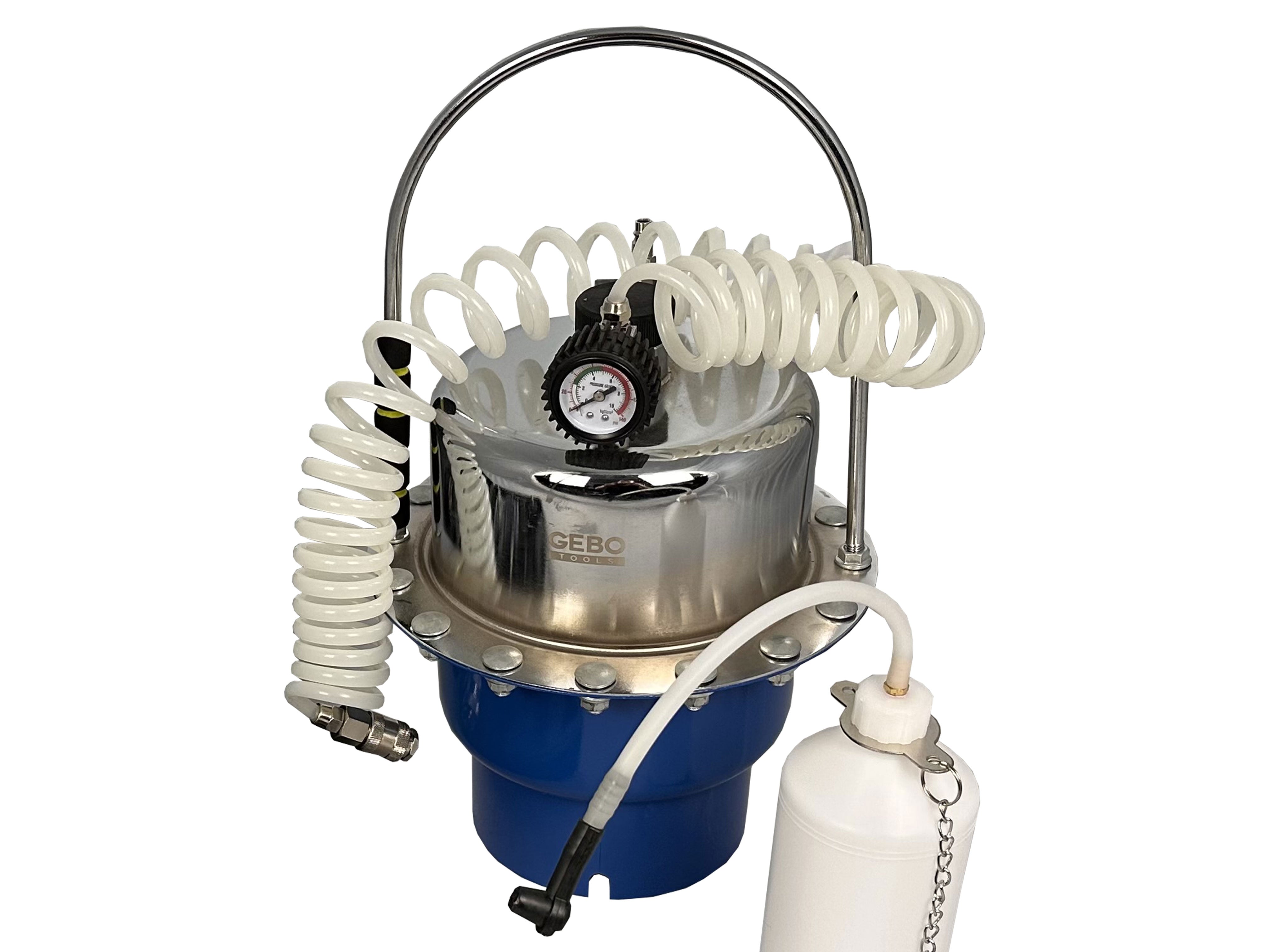 Универсално устройство за обезвъздушаване и смяна на спирачна течност с адаптери GEBO TOOLS