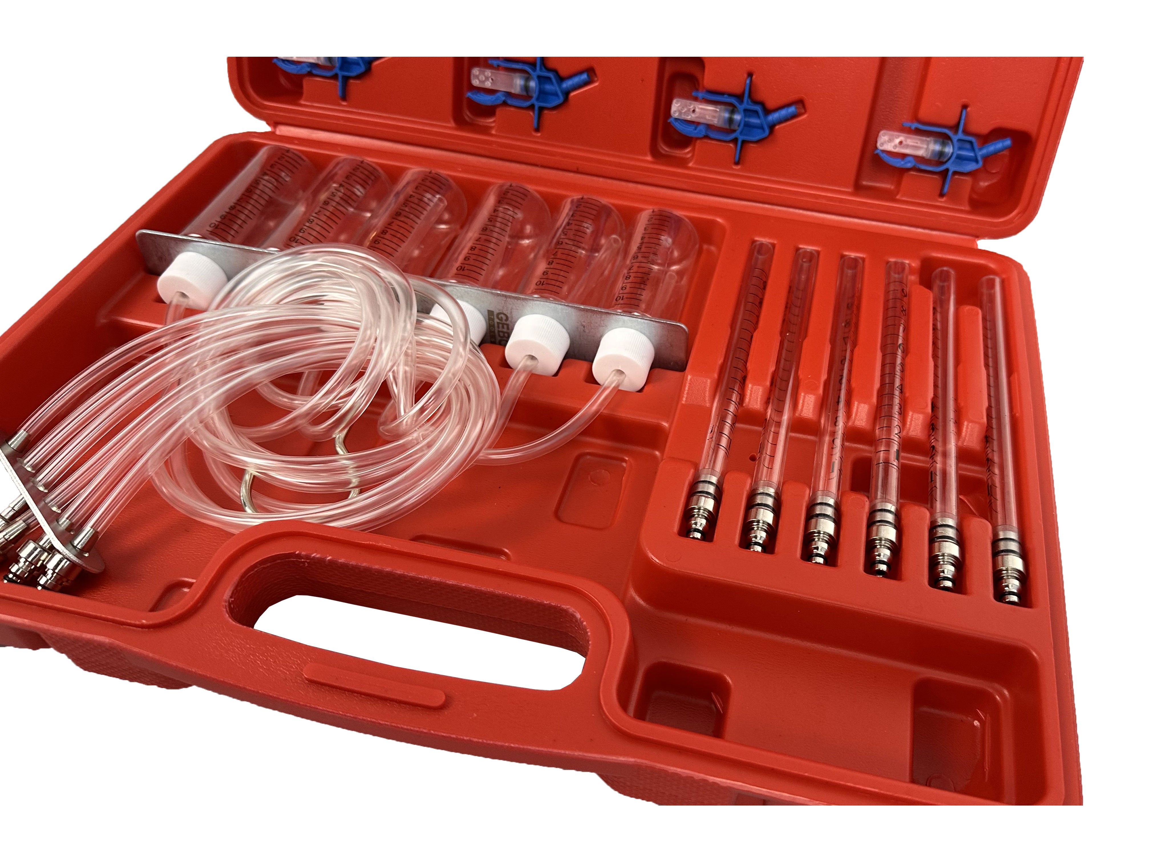 Комплект за проверка на течове на гориво - комплект за тестване на дебита на дизелови инжектори common rail, адаптер за двигатели до 6 цилиндъра