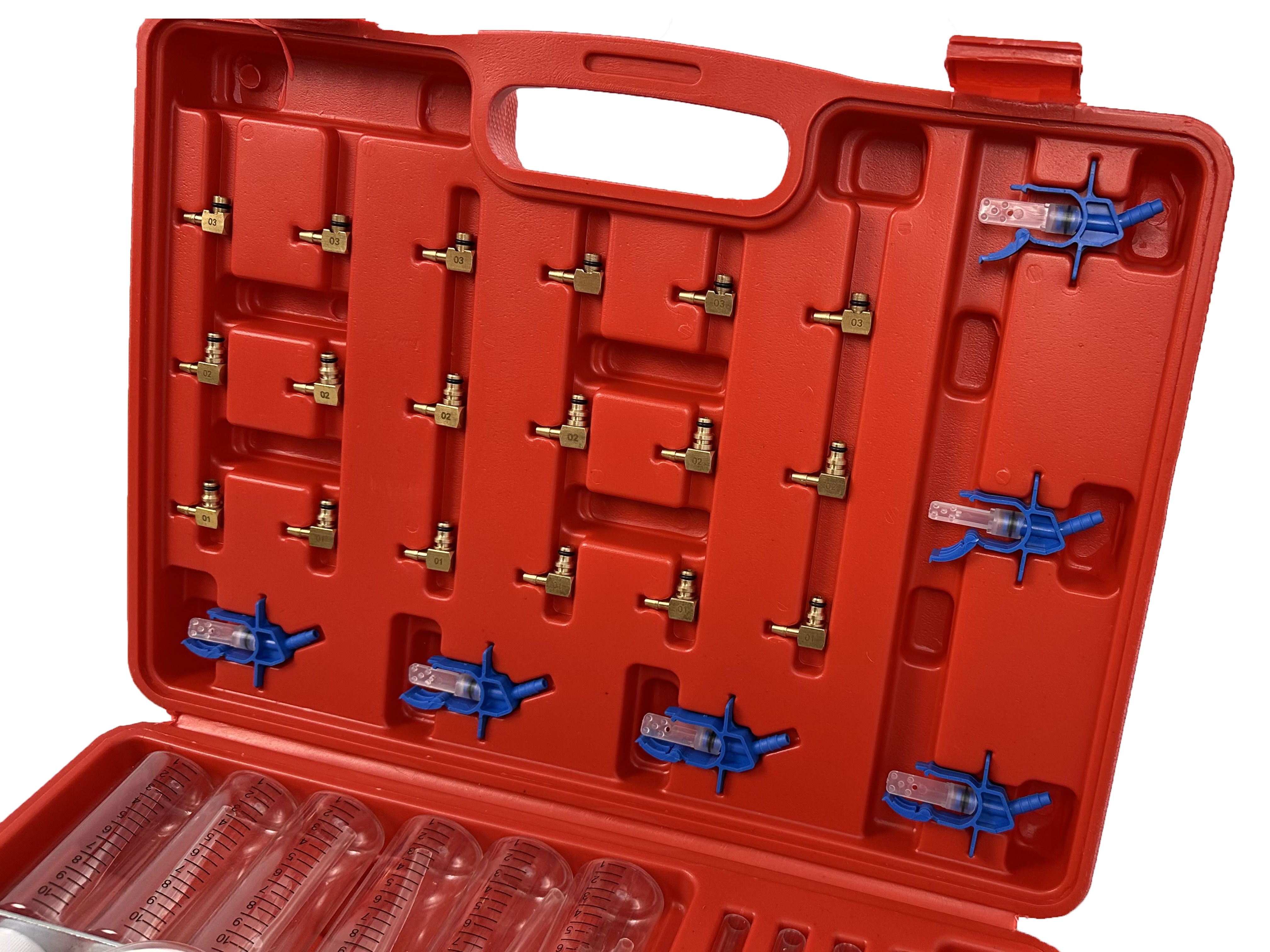 Комплект за проверка на течове на гориво - комплект за тестване на дебита на дизелови инжектори common rail, адаптер за двигатели до 6 цилиндъра