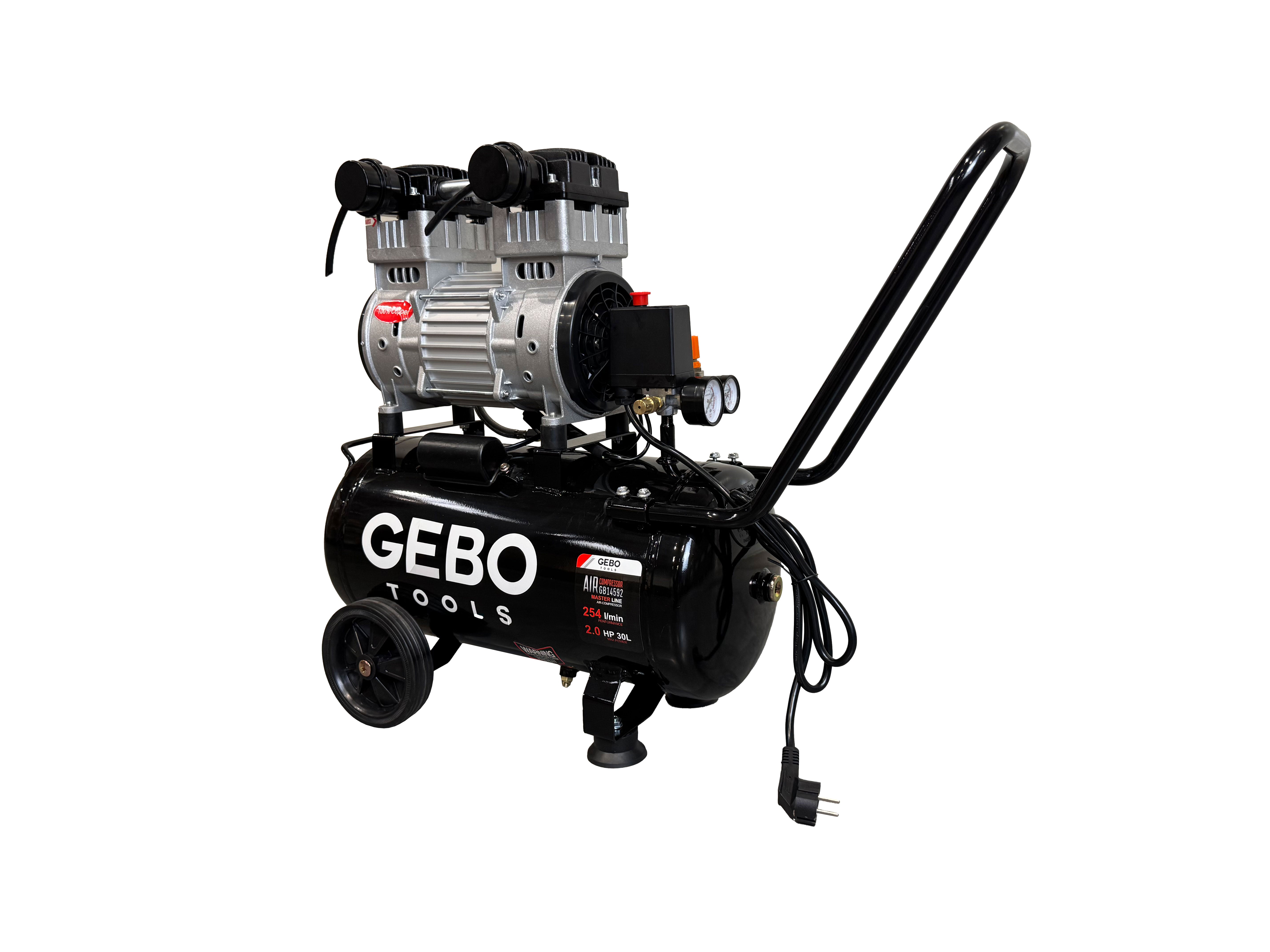 Безшумен компресор без масло 30 л GEBO TOOLS