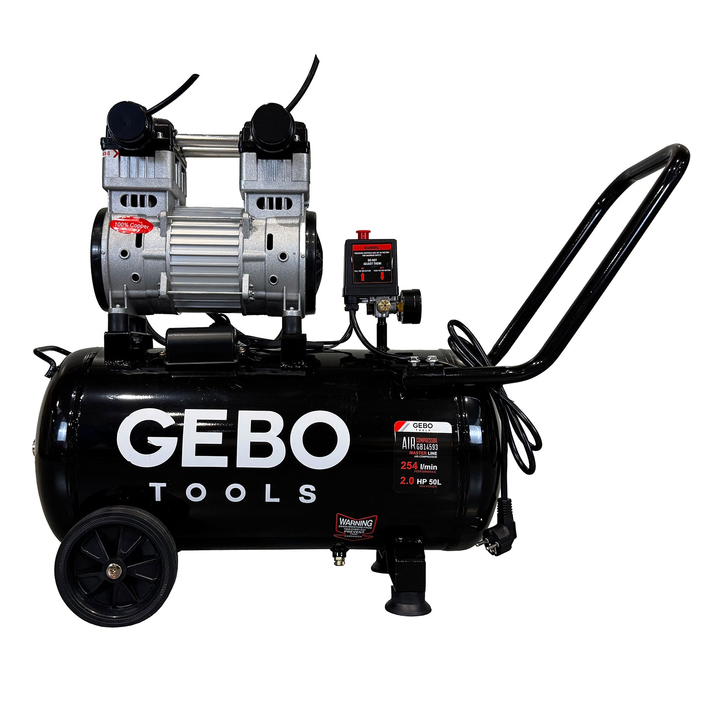 Безшумен компресор 50 л 2 НР GEBO TOOLS