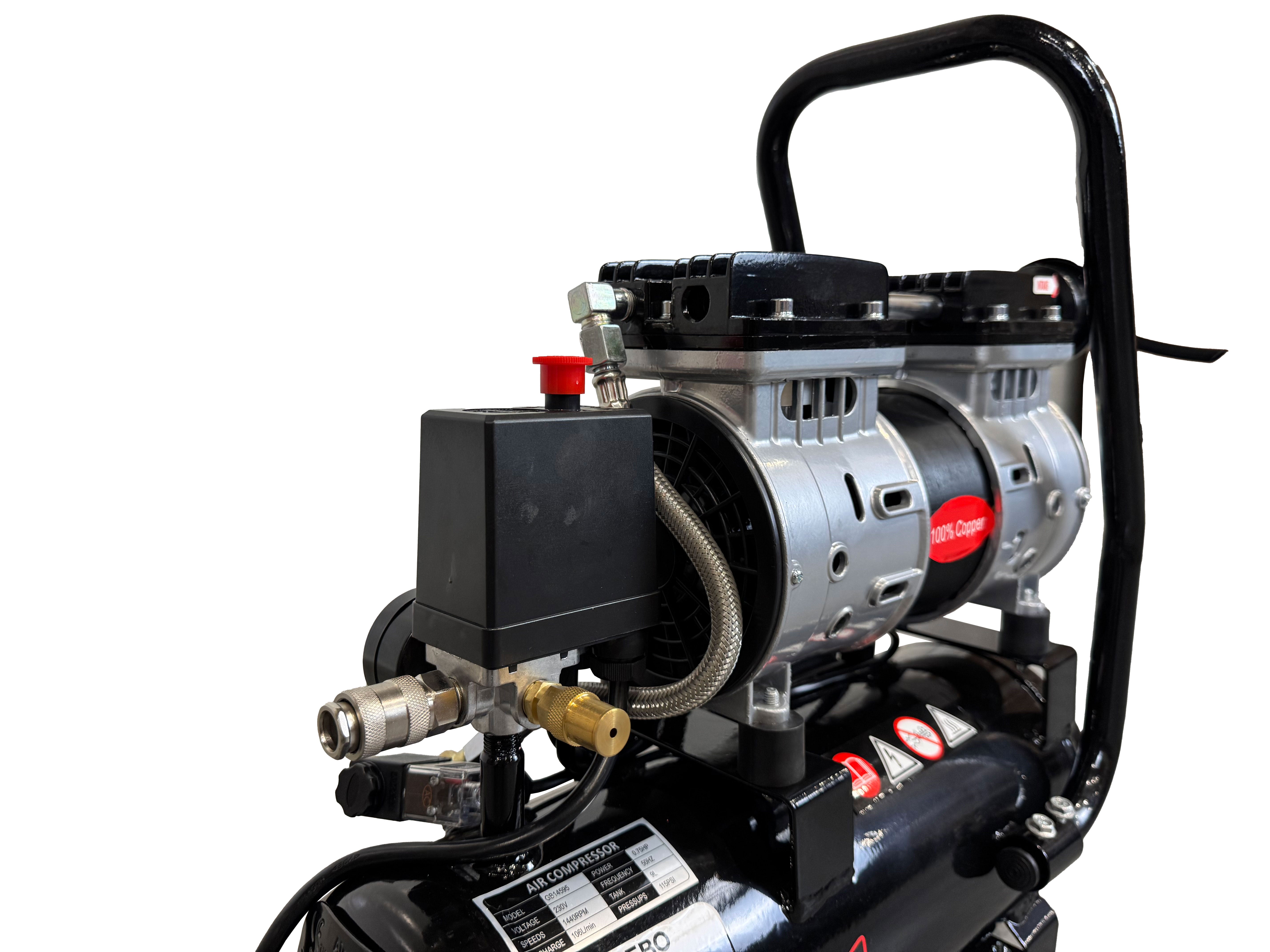 Безшумен компресор с намален шум без масло 9 л GEBO TOOLS