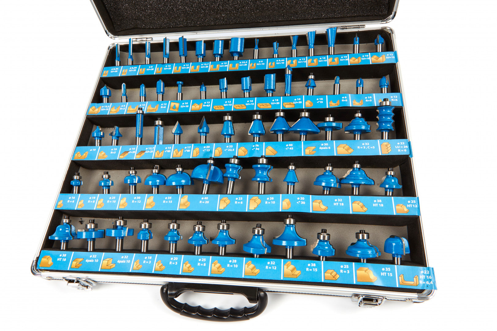 Комплект фрезери за дърво, 66 бр.