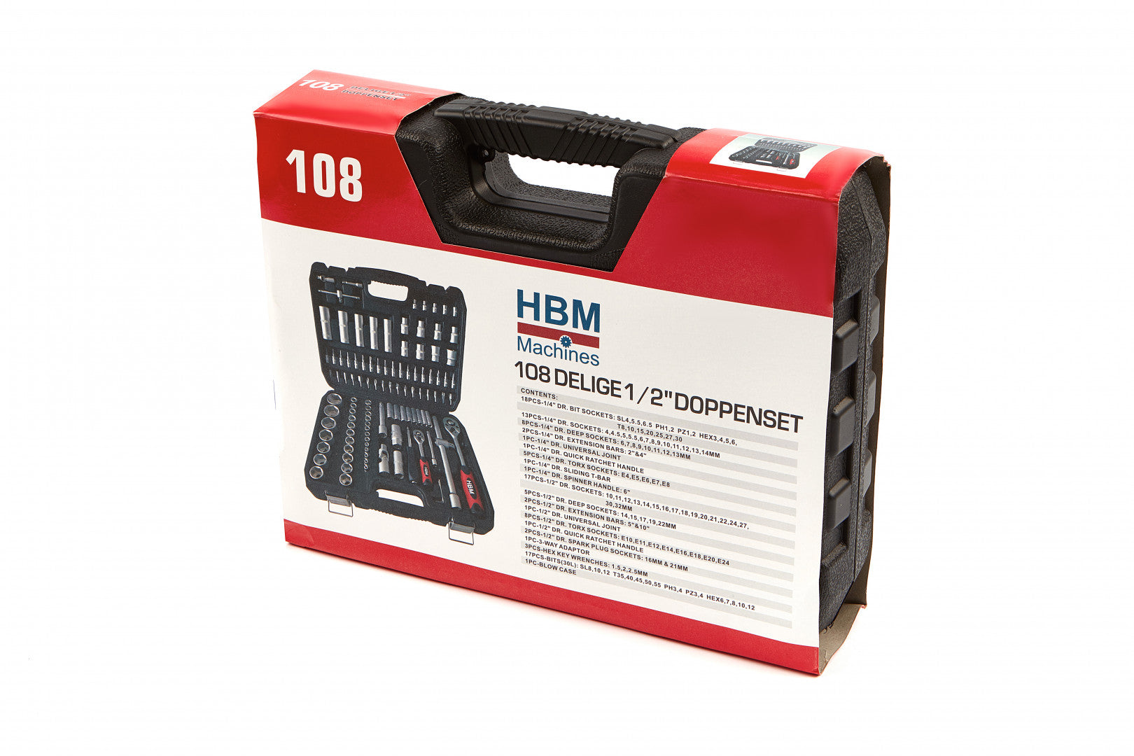 Комплект инструменти 108 части, 1/4" 1/2" HBM