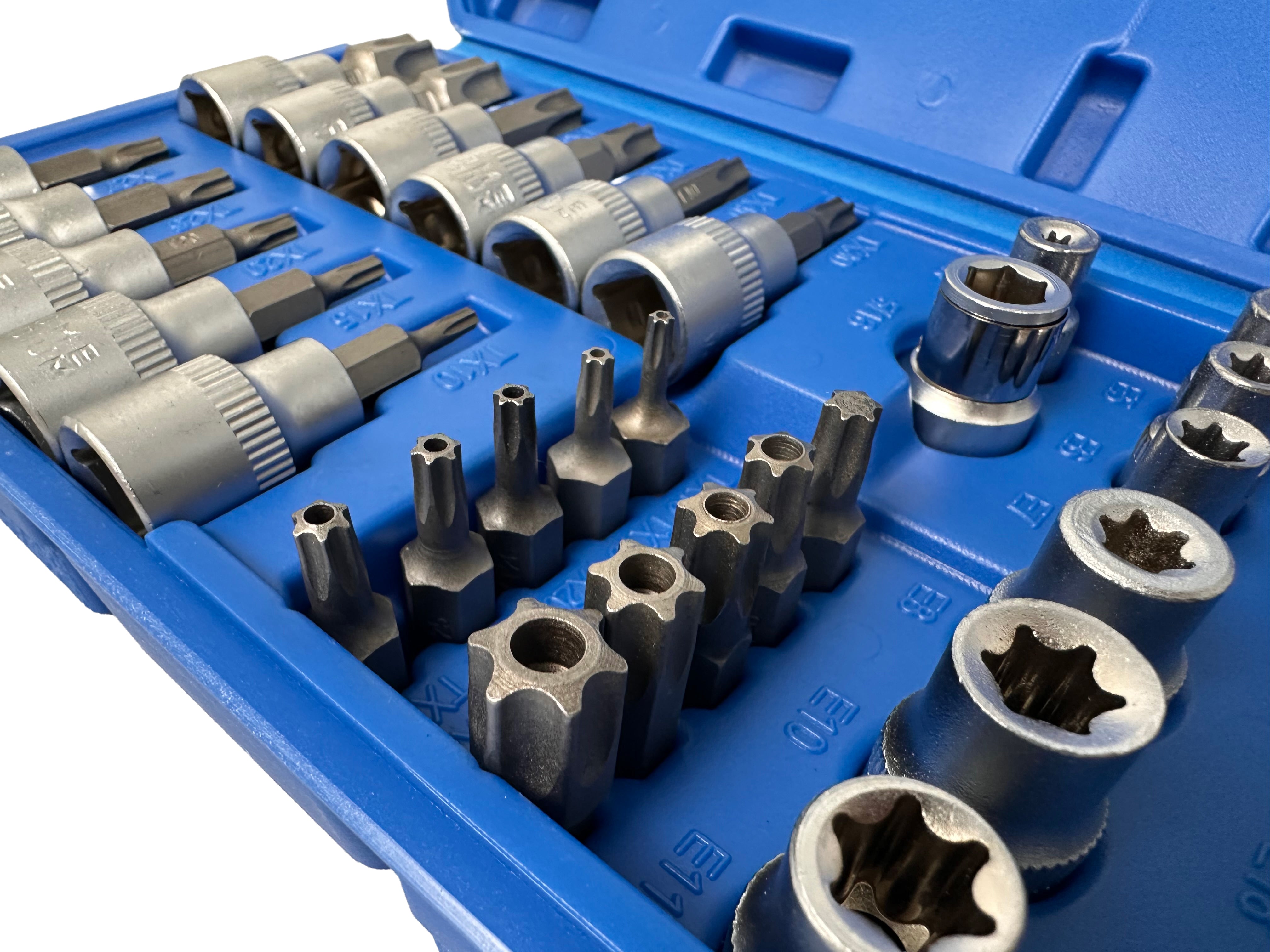 Комплект вложки torx 3/8″ 34 бр. T10-T60 E4-E20 GEBO TOOLS