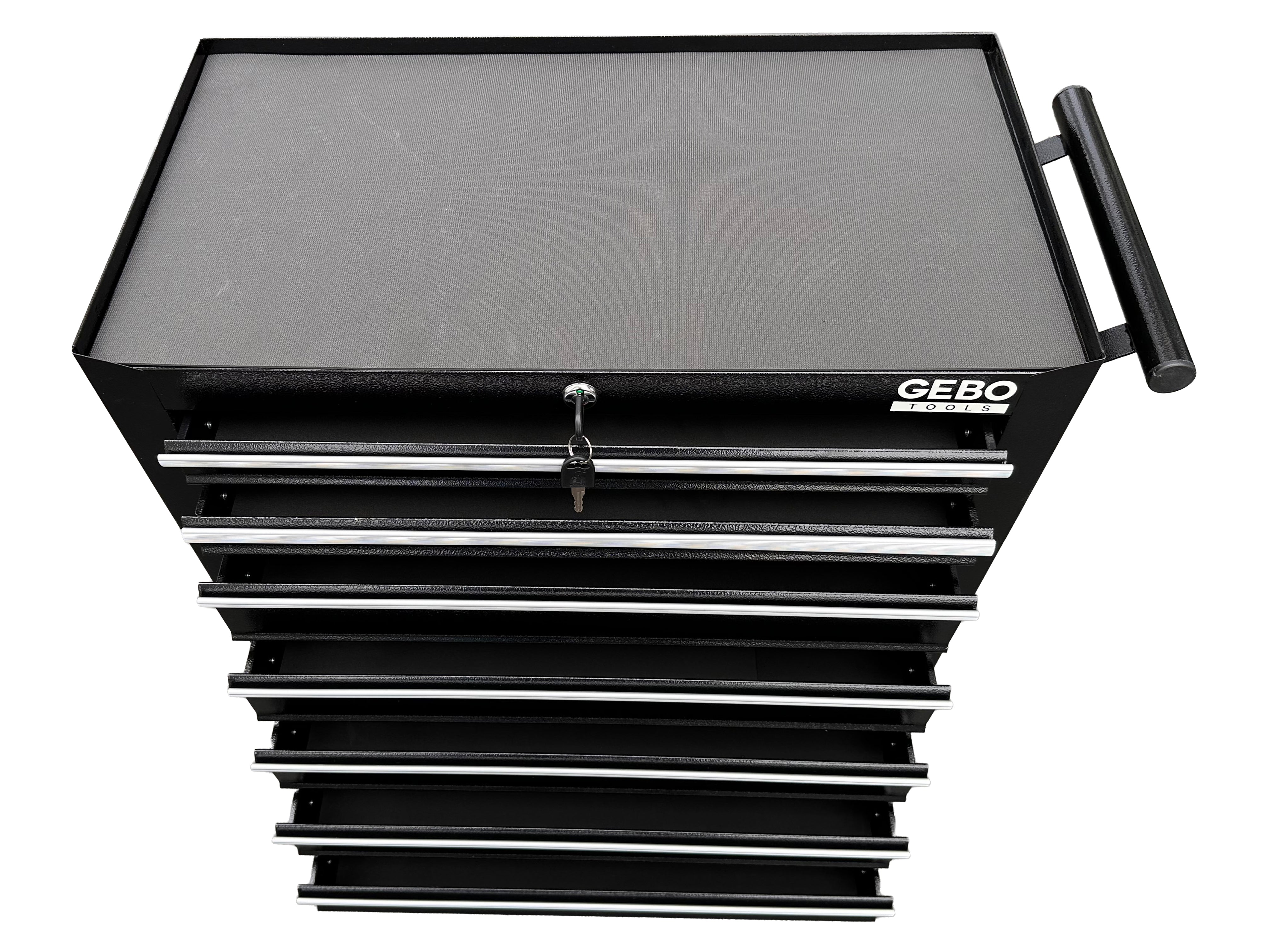 Метален шкаф за инструменти, със 7 чекмеджета, черен, с колела, 78 x 62 x 33 см, GEBO TOOLS