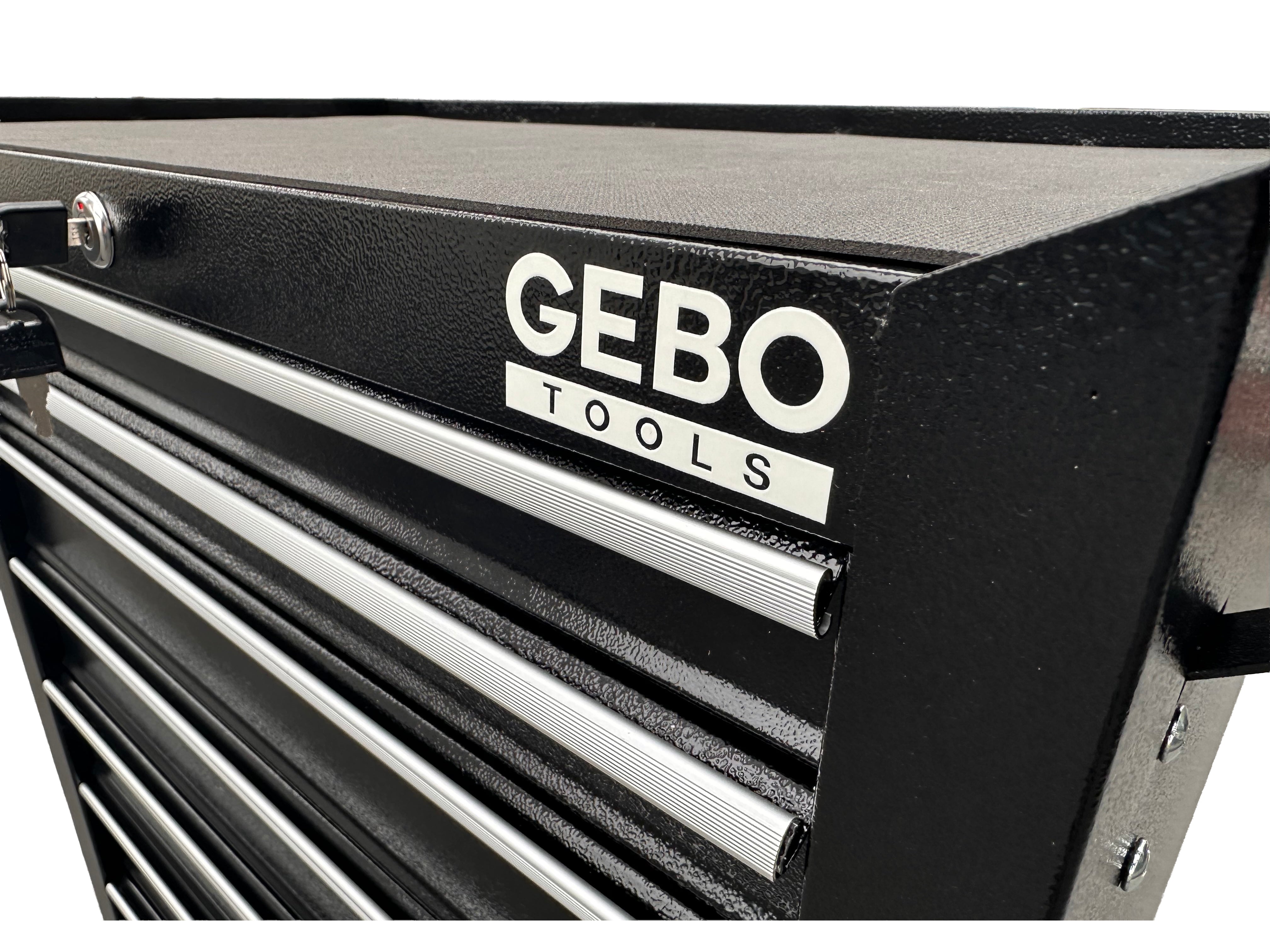 Метален шкаф за инструменти, със 7 чекмеджета, черен, с колела, 78 x 62 x 33 см, GEBO TOOLS