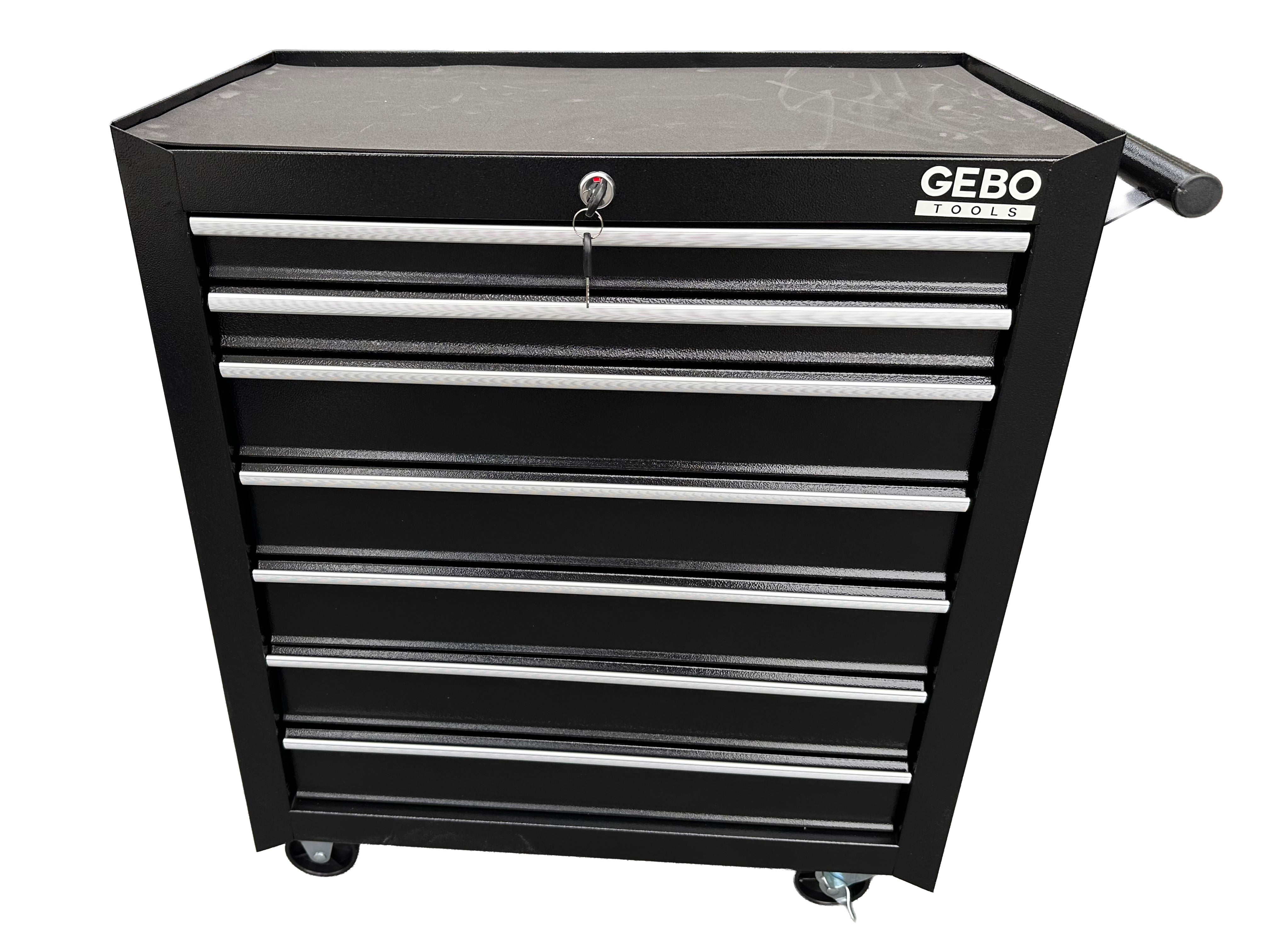Метален шкаф за инструменти, със 7 чекмеджета, черен, с колела, 78 x 62 x 33 см, GEBO TOOLS