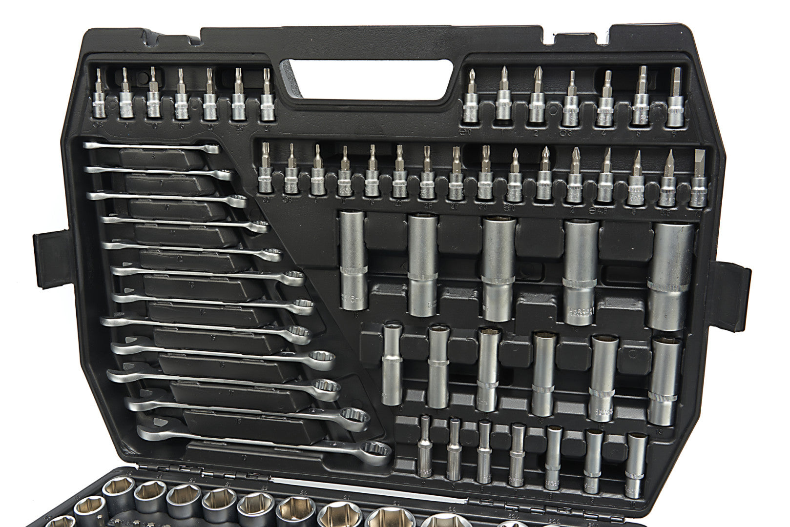 Комплект инструменти с вложки и тресчотки 1/2 3/8 1/4 216 части HBM