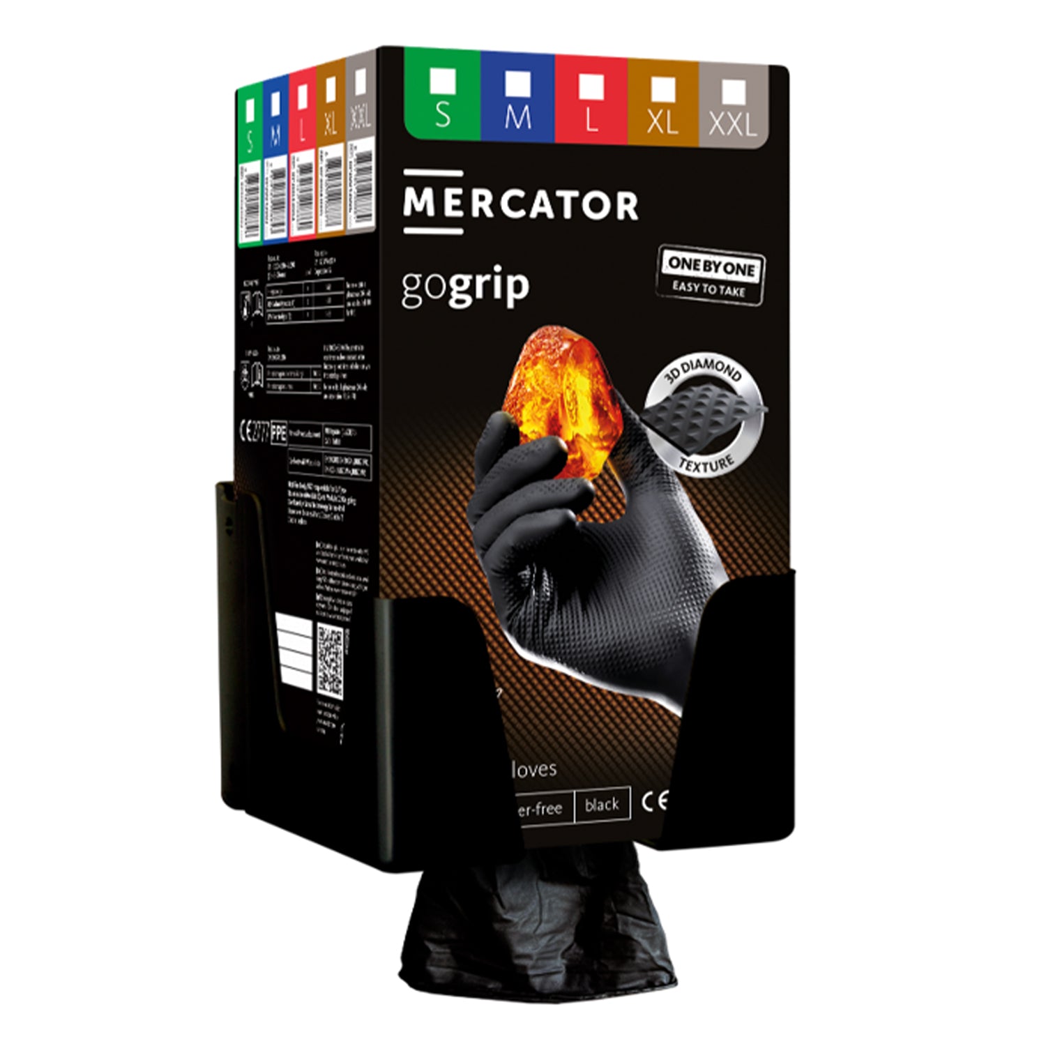 Премиум нитрилни ръкавици MERCATOR GOGRIP ONE BY ONE черни, размер XL, комплект 100 бр.