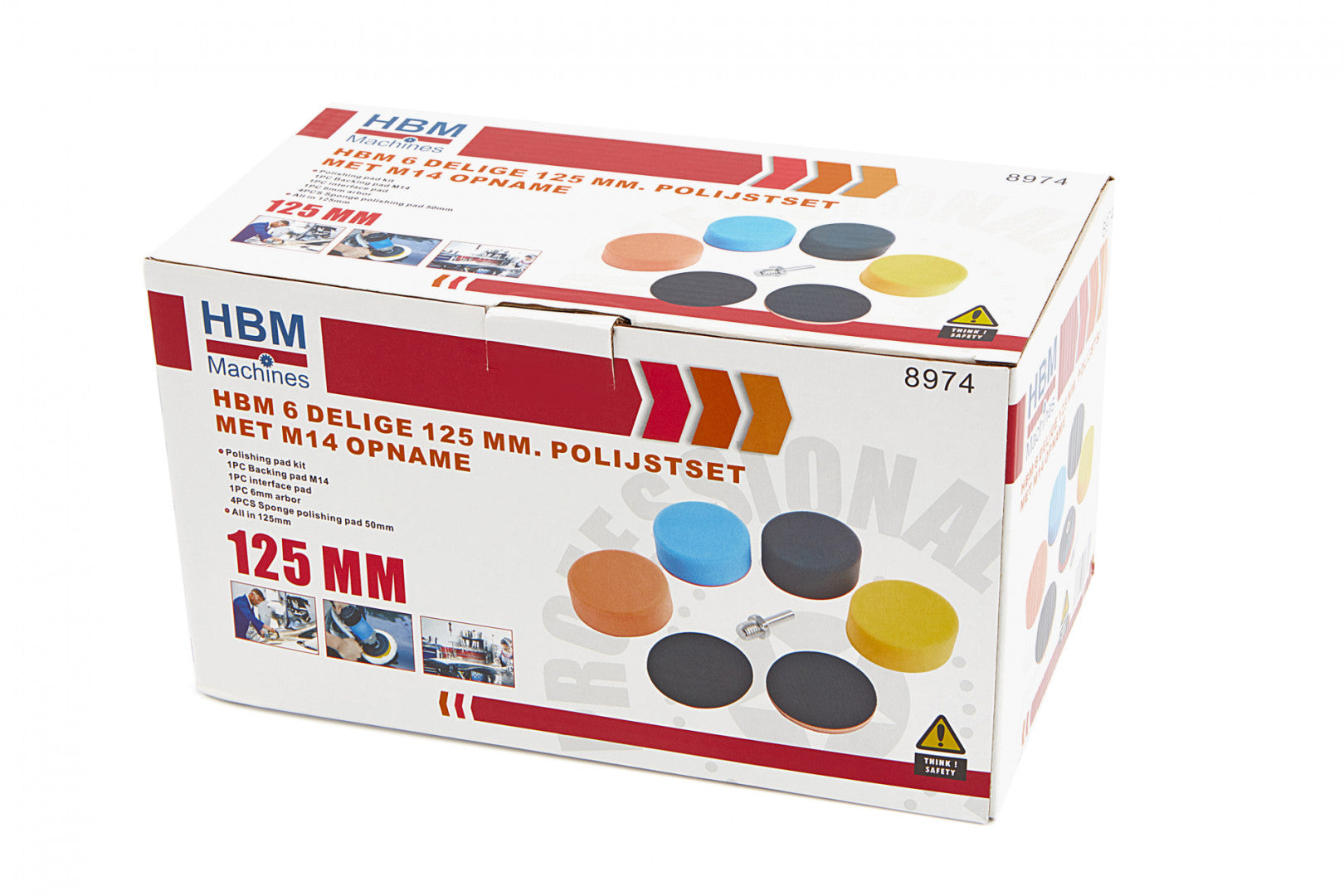 Комплект 6 бр. гъби за машина за полиране 125 мм M14 HBM