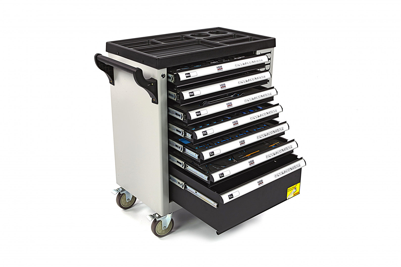 Професионален шкаф с инструменти HBM със 7 чекмеджета, 245 броя, 6 модула карбон - Холандия, Premium