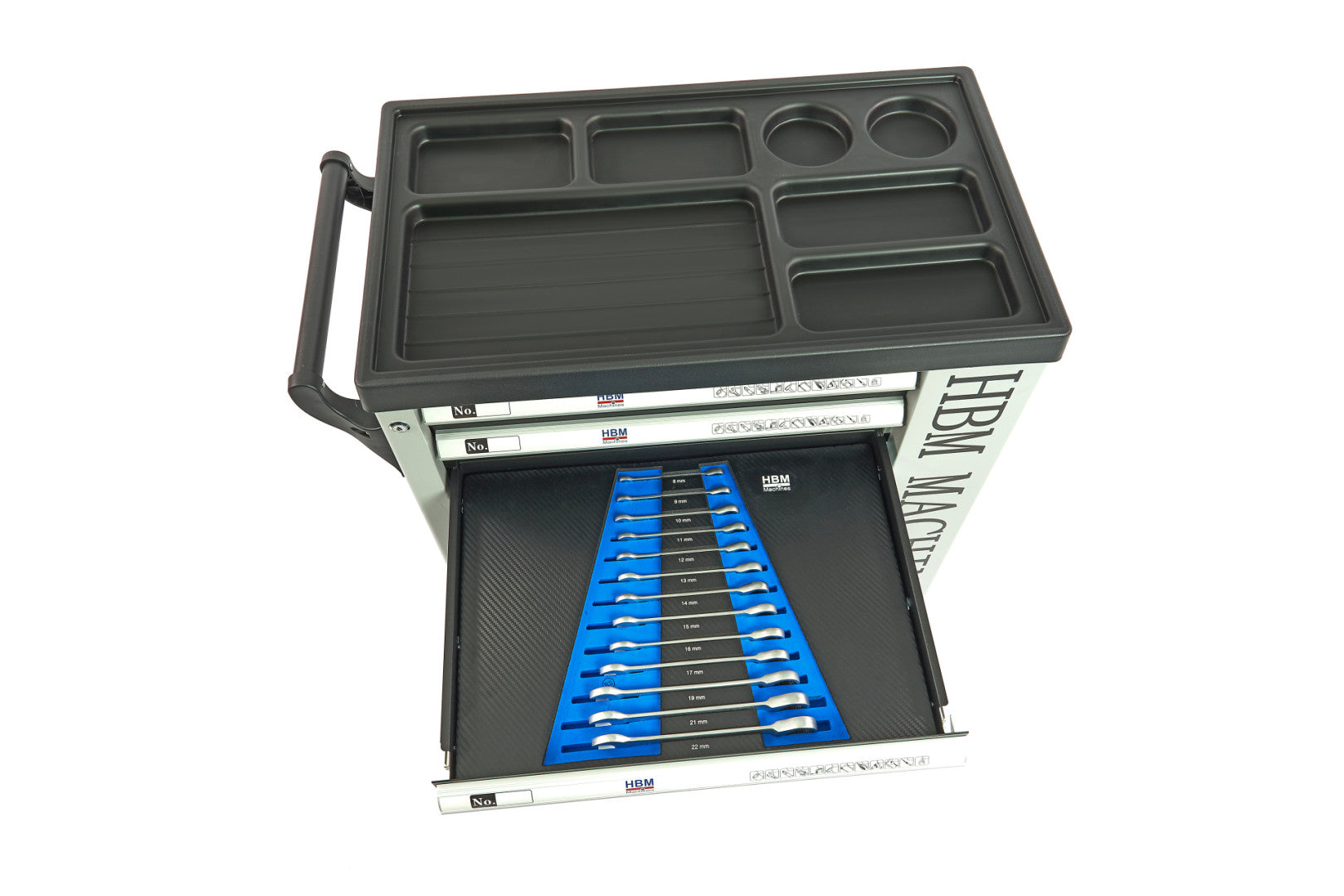 Професионален шкаф с инструменти HBM със 7 чекмеджета, 245 броя, 6 модула карбон - Холандия, Premium