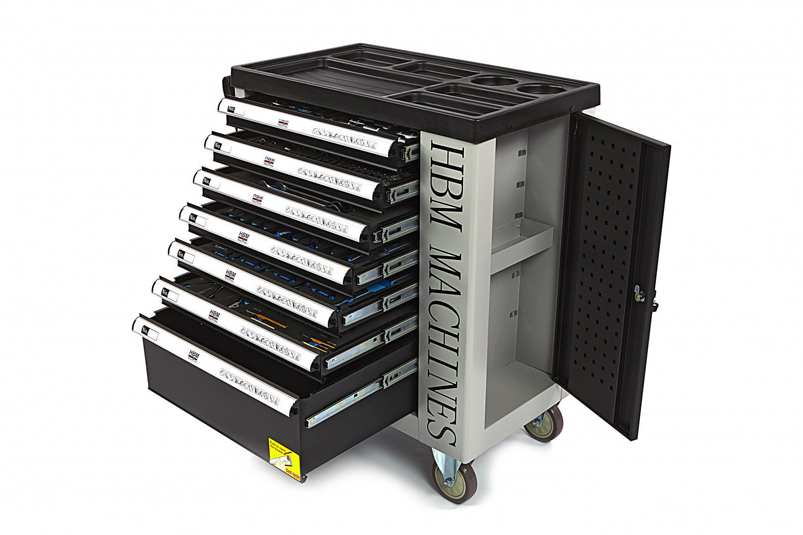 Професионален шкаф с инструменти HBM със 7 чекмеджета, 245 броя, 6 модула карбон - Холандия, Premium