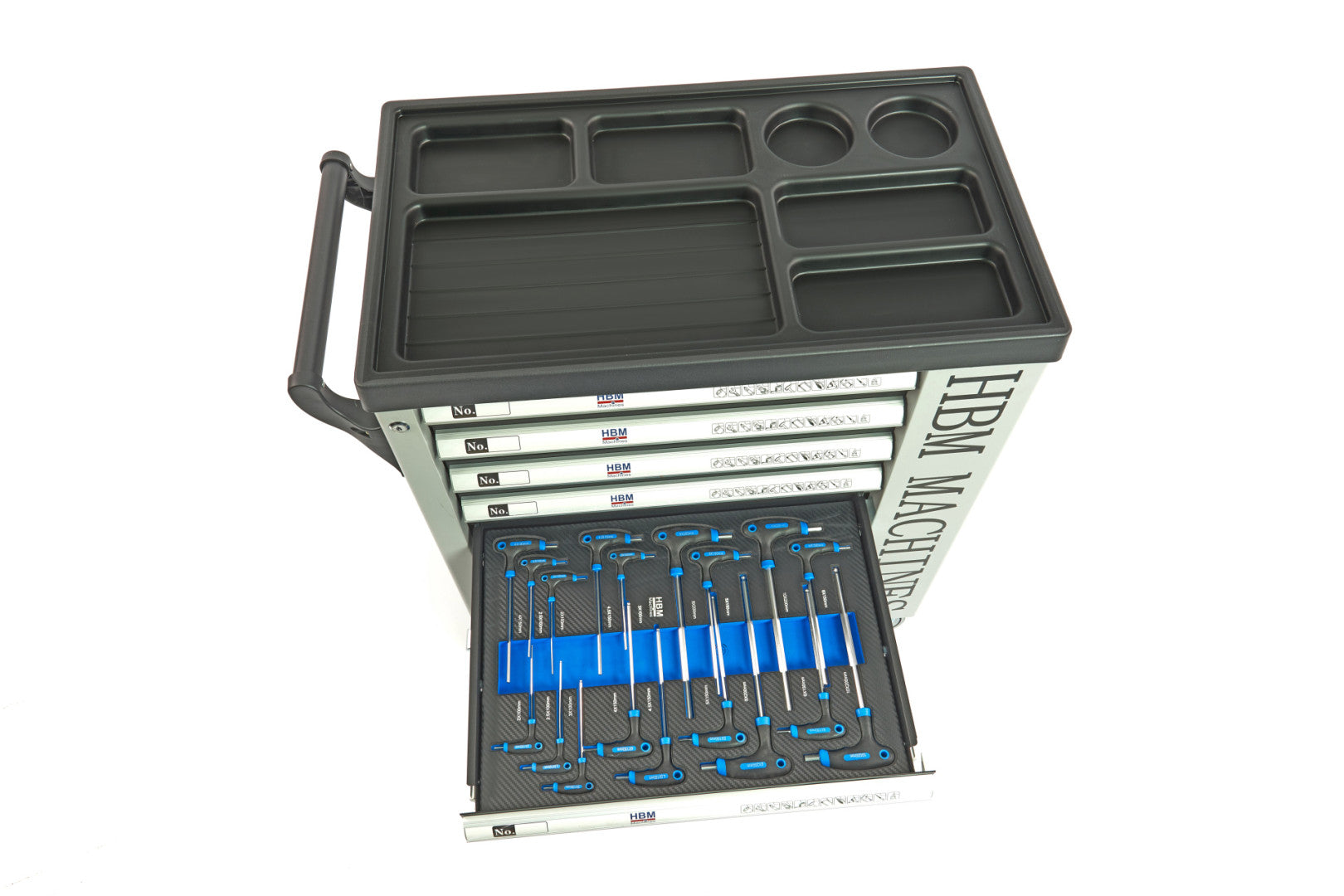 Професионален шкаф с инструменти HBM със 7 чекмеджета, 245 броя, 6 модула карбон - Холандия, Premium