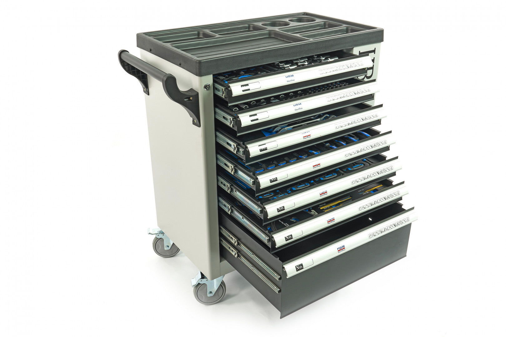 Професионален шкаф с инструменти HBM със 7 чекмеджета, 245 броя, 6 модула карбон - Холандия, Premium