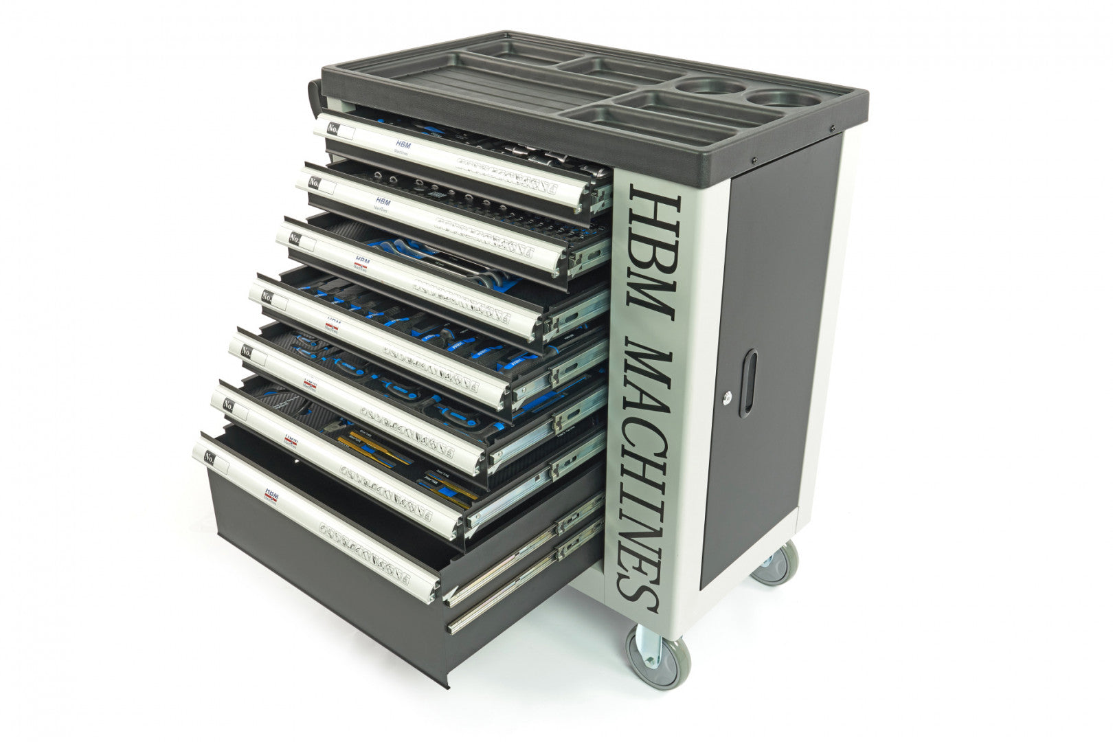 Професионален шкаф с инструменти HBM със 7 чекмеджета, 245 броя, 6 модула карбон - Холандия, Premium