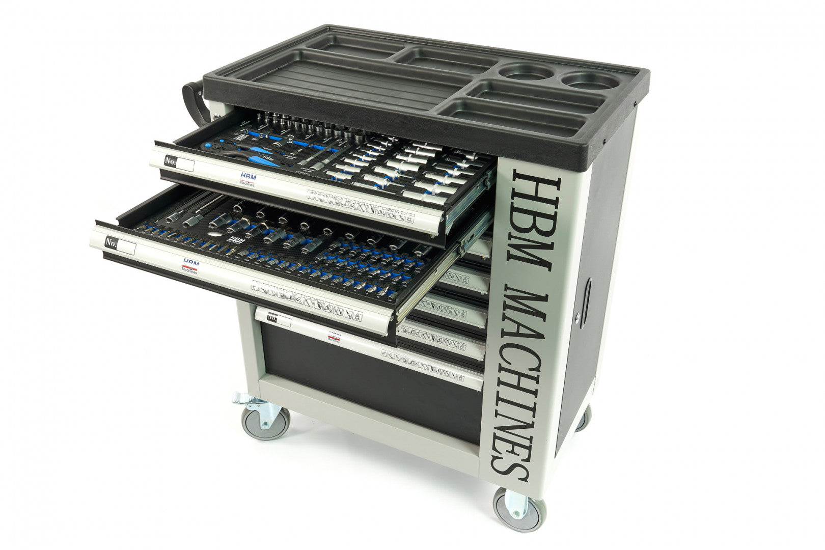 Професионален шкаф с инструменти HBM със 7 чекмеджета, 245 броя, 6 модула карбон - Холандия, Premium