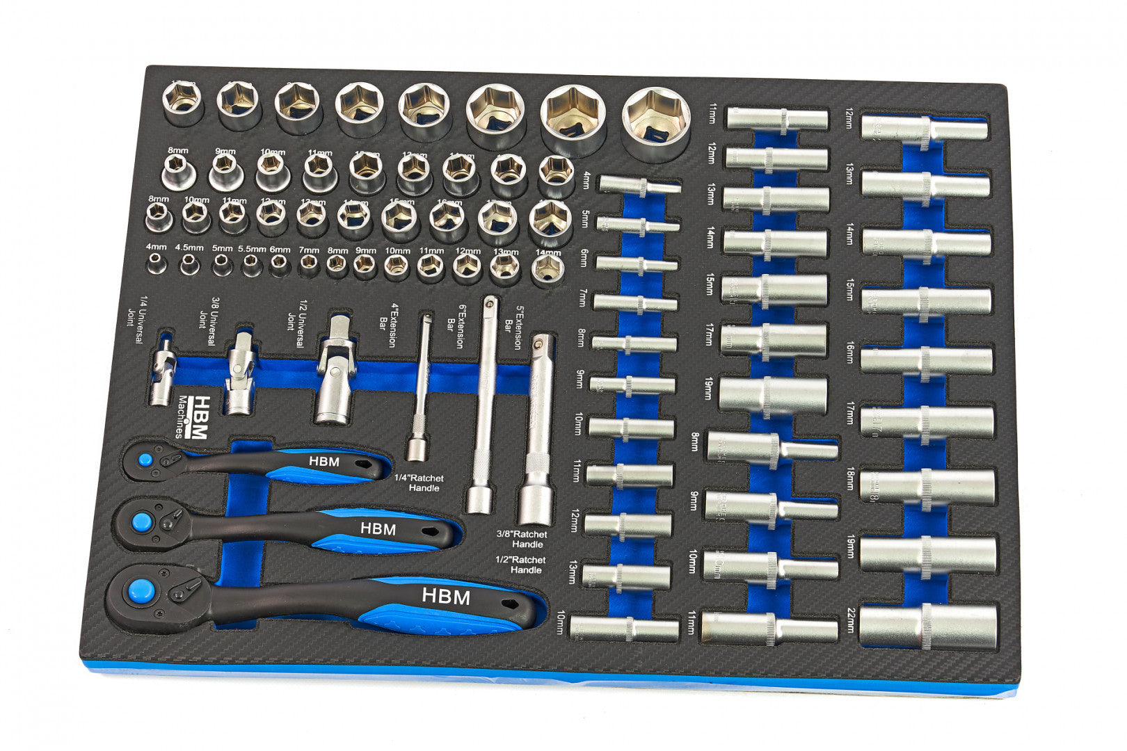 Професионален шкаф с инструменти HBM със 7 чекмеджета, 245 броя, 6 модула карбон - Холандия, Premium