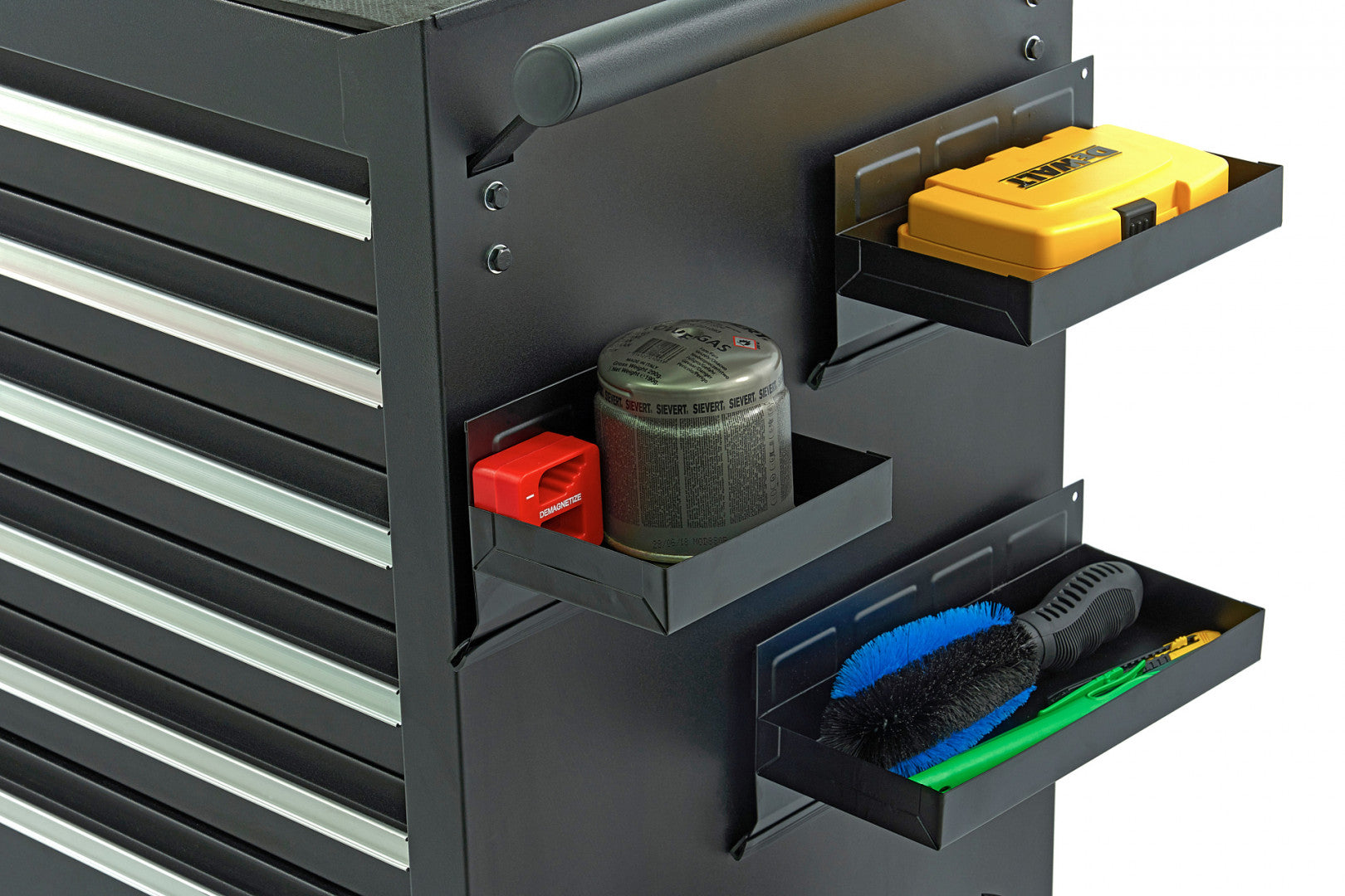 Комплект 4 магнитни рафта за шкаф за инструменти - черен, странична организация, универсален НВМ