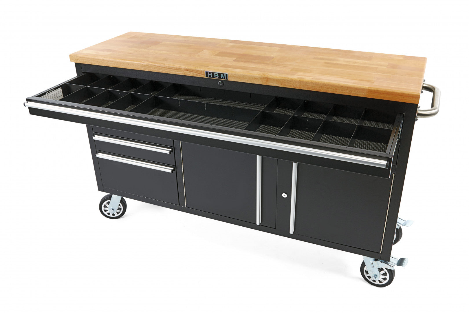 Професионален метален шкаф за инструменти с дървен плот 152 см HBM