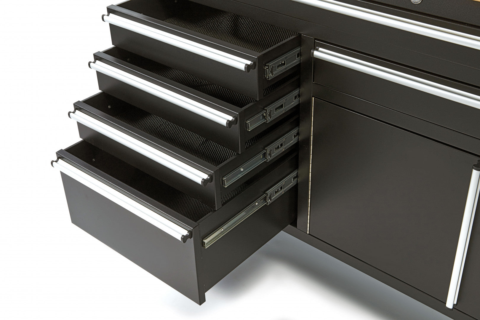 Професионален метален шкаф за инструменти с дървен плот 152 см HBM