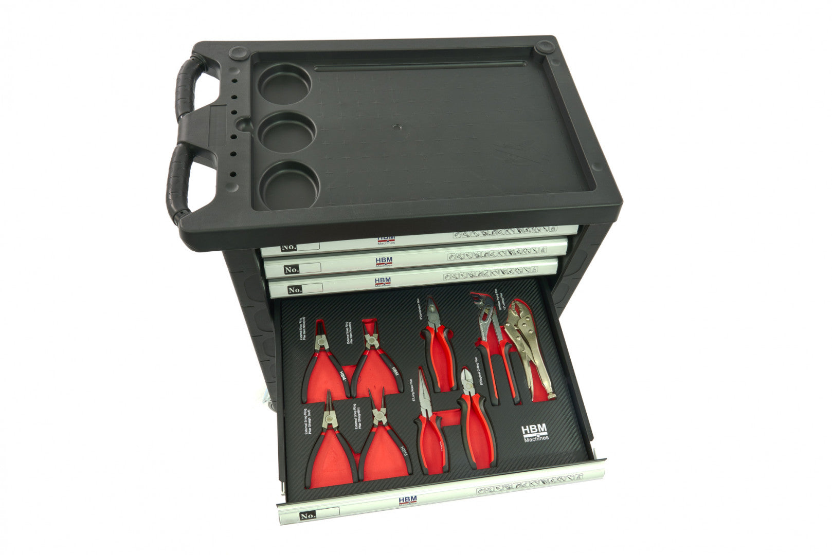 Професионален шкаф с инструменти НВМ, 7 чекмеджета, 154 бр., 4 модула карбон - Premium, Холандия