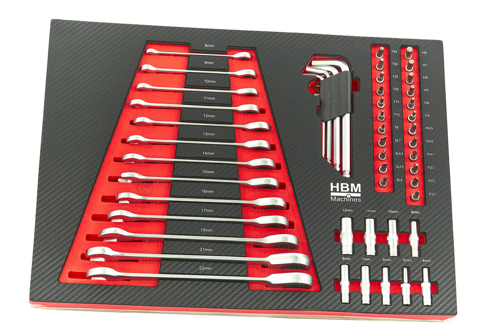 Професионален шкаф с инструменти НВМ, 7 чекмеджета, 154 бр., 4 модула карбон - Premium, Холандия