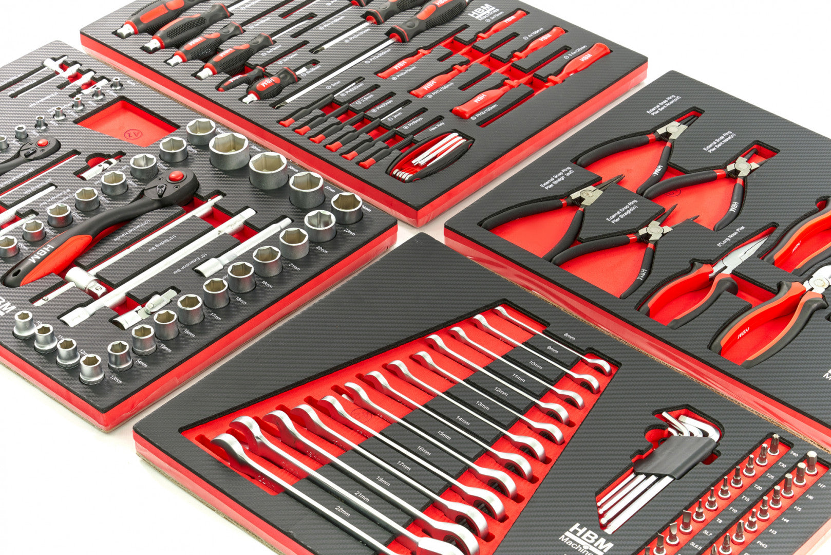 Професионален шкаф с инструменти НВМ, 7 чекмеджета, 154 бр., 4 модула карбон - Premium, Холандия