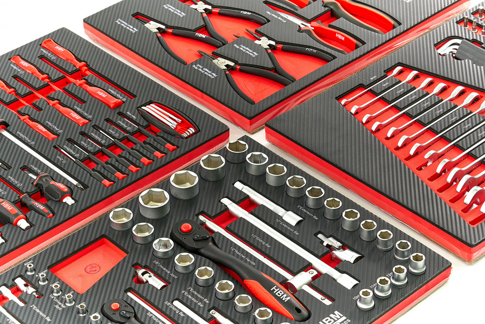 Професионален шкаф с инструменти НВМ, 7 чекмеджета, 154 бр., 4 модула карбон - Premium, Холандия