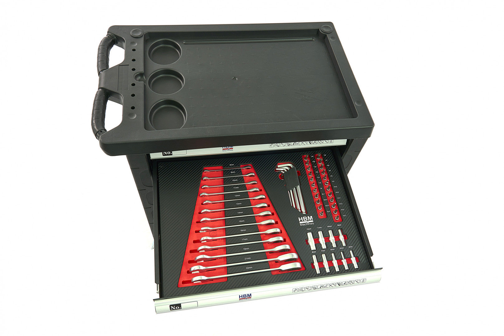 Професионален шкаф с инструменти НВМ, 7 чекмеджета, 154 бр., 4 модула карбон - Premium, Холандия