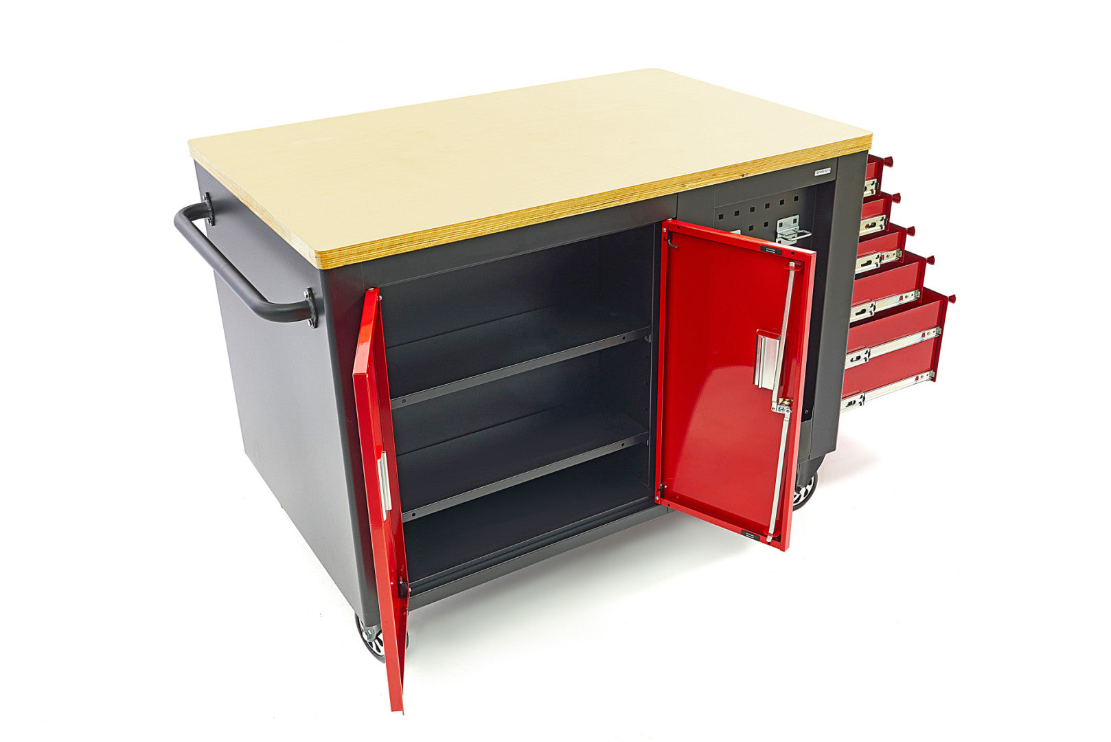 Шкаф с работана маса за инструменти с 10 чекмеджета