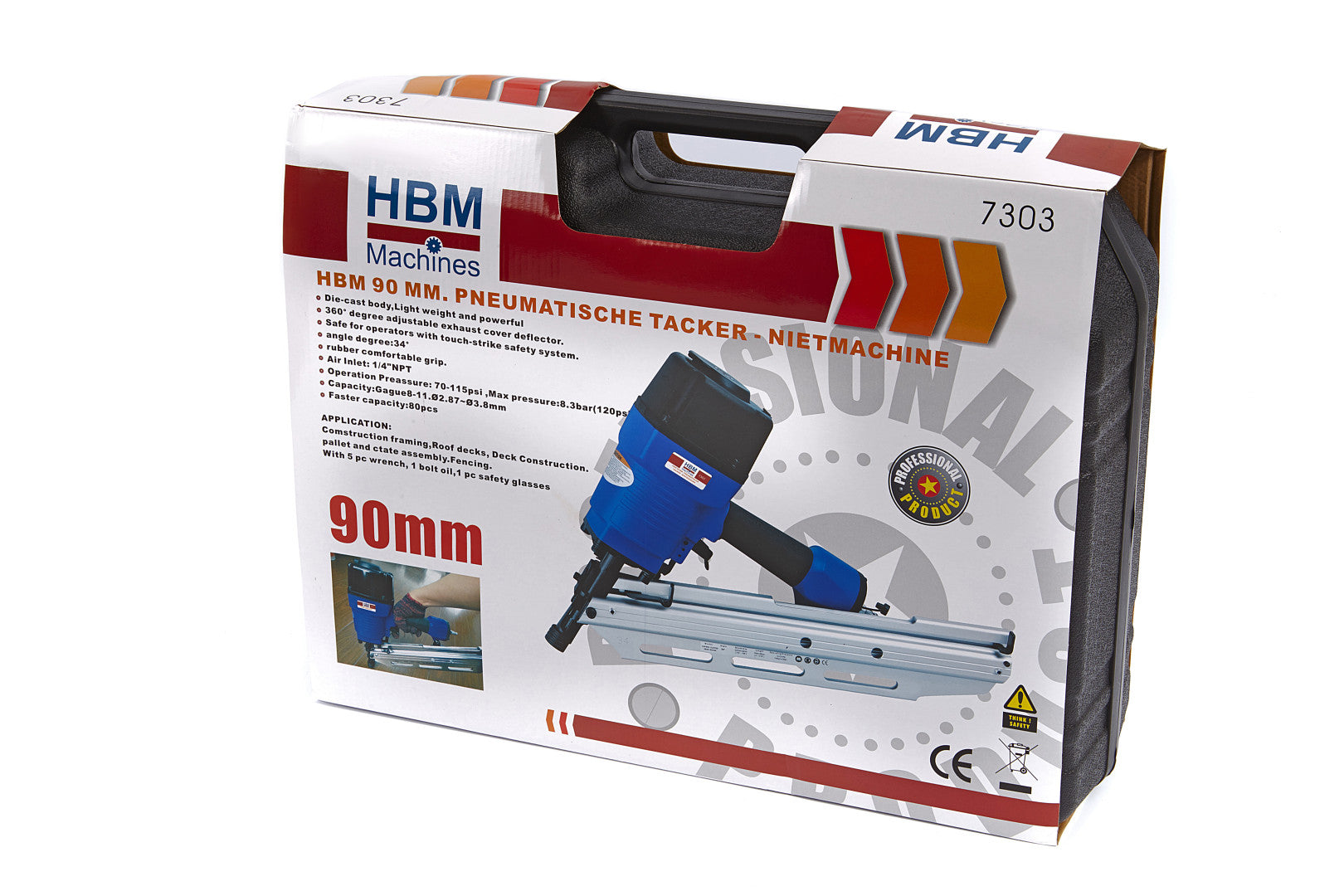 Пневматичен пистолет за пирони HBM 90мм