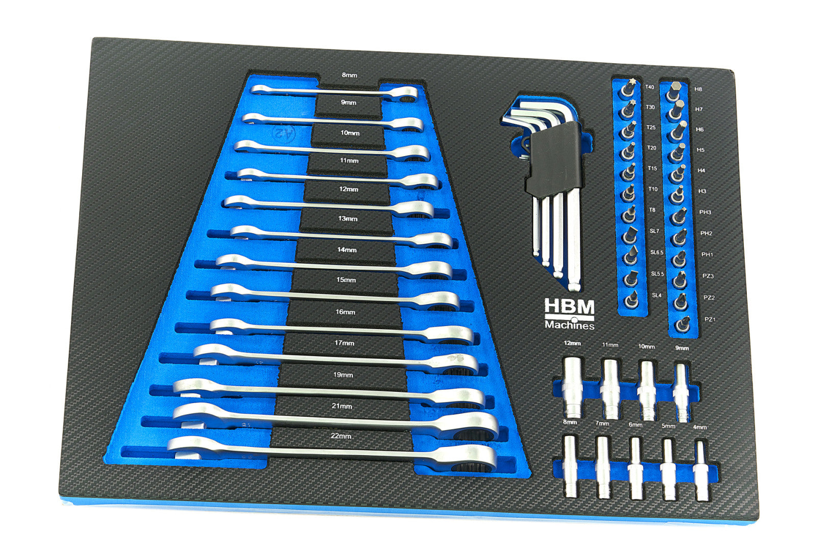 Комплект модули с инструменти, 4 бр., 154 части, сини