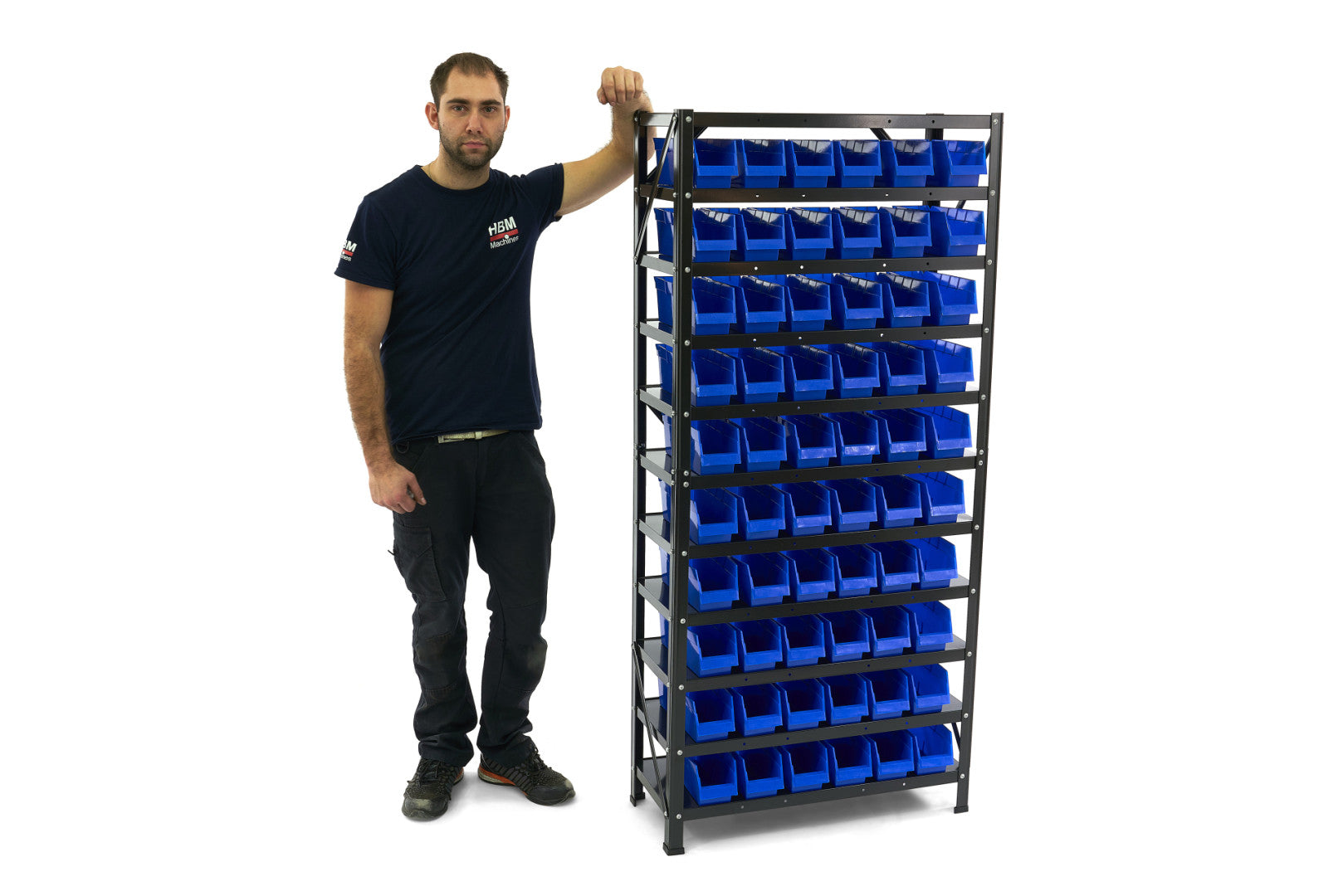 Метален рафт с 60 кутии за съхранение