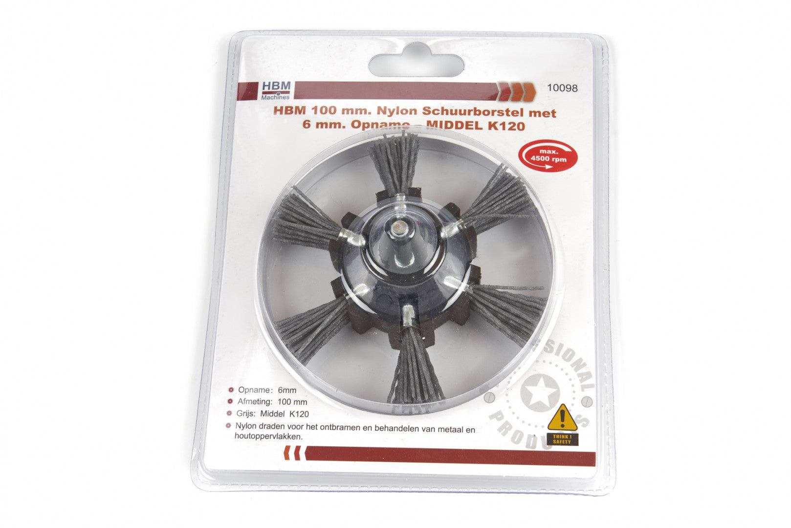 Четка найлонова, кръгла, HBM, K120, 100 мм