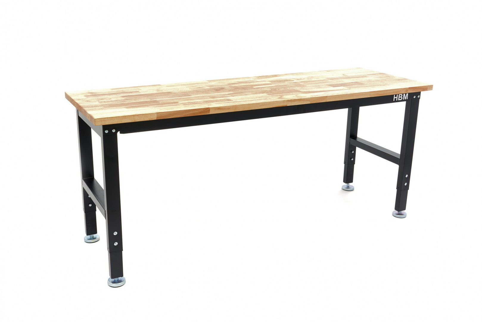 Регулируема работна маса с масичен дървен плот 182 см HBM