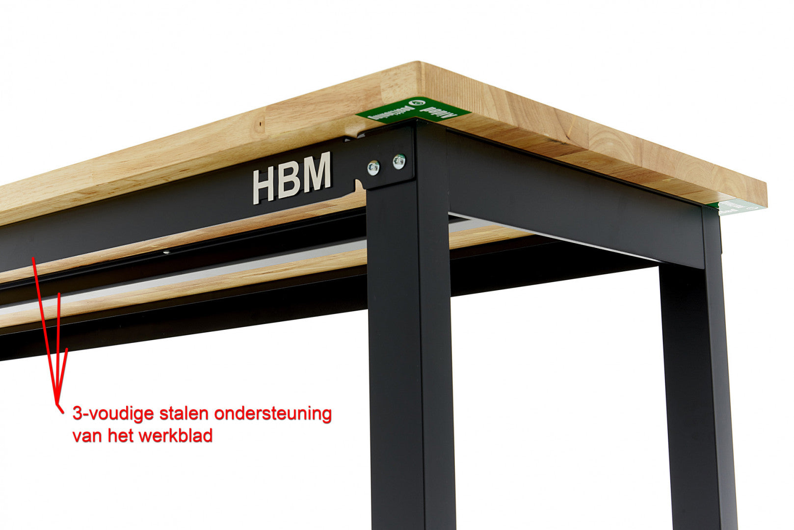 Регулируема работна маса с масичен дървен плот 182 см HBM