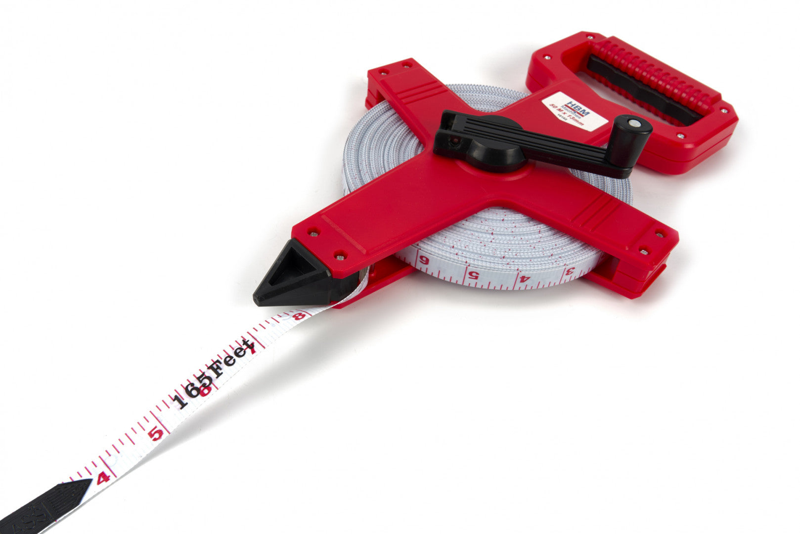 Геодезична ролетка с лента от фибростъкло за измерване на топограф с дръжка 50 м x 13 мм HBM