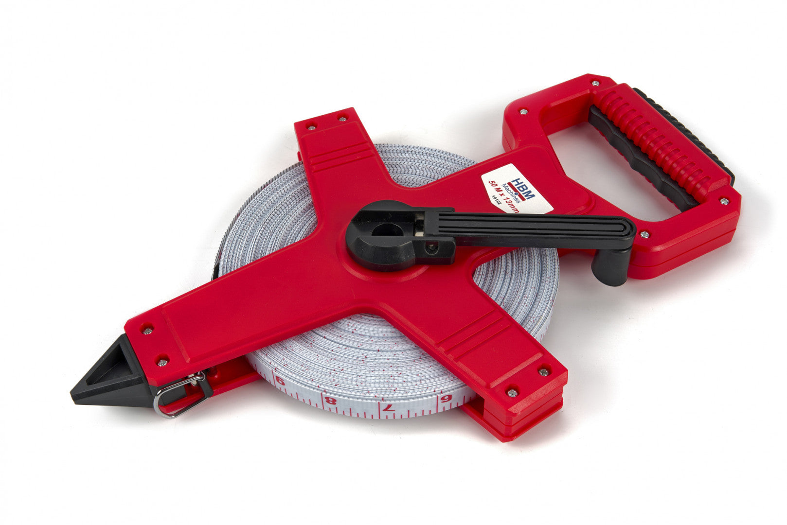 Геодезична ролетка с лента от фибростъкло за измерване на топограф с дръжка 50 м x 13 мм HBM