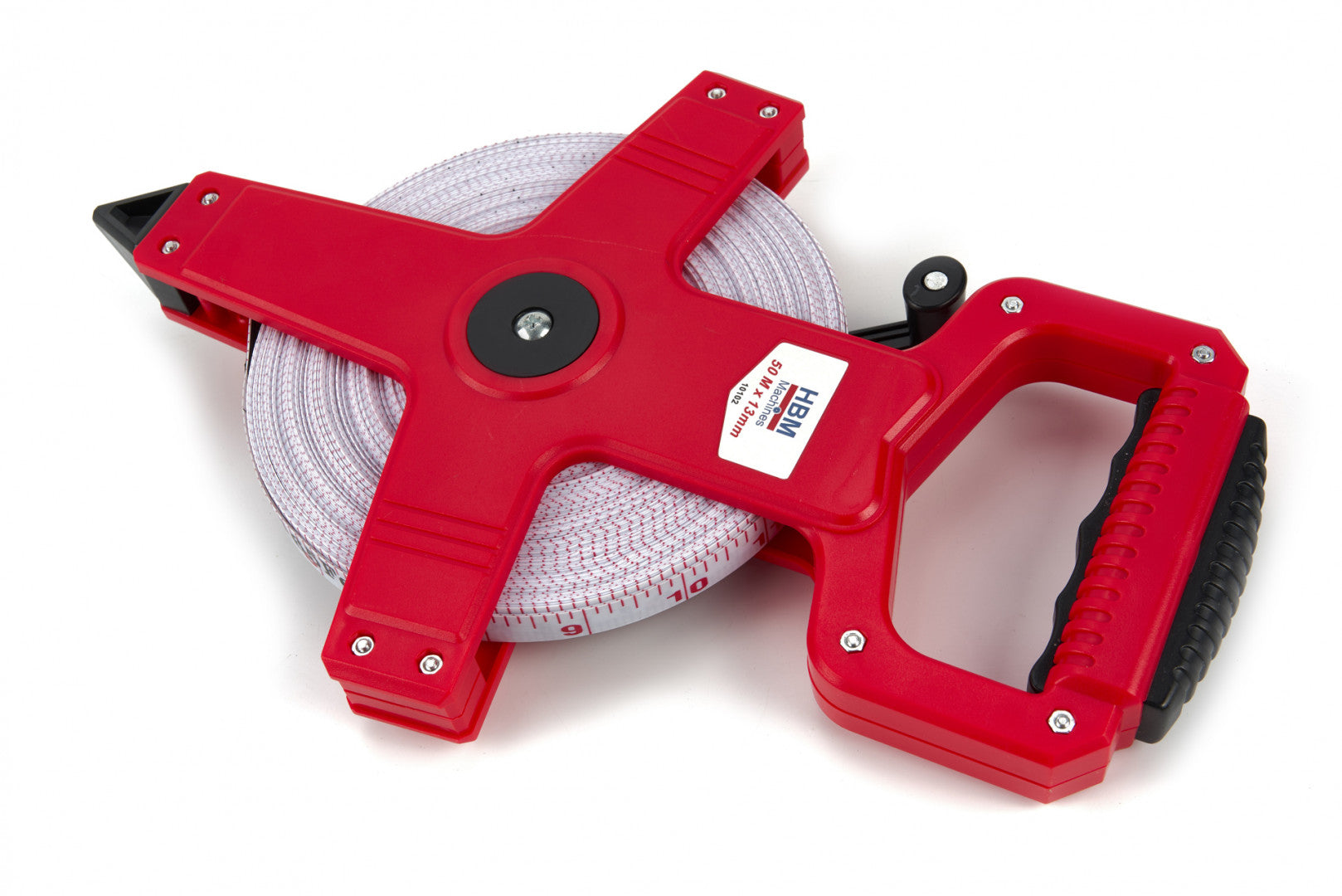 Геодезична ролетка с лента от фибростъкло за измерване на топограф с дръжка 50 м x 13 мм HBM