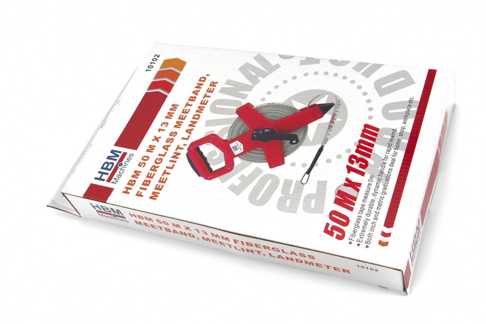 Геодезична ролетка с лента от фибростъкло за измерване на топограф с дръжка 50 м x 13 мм HBM