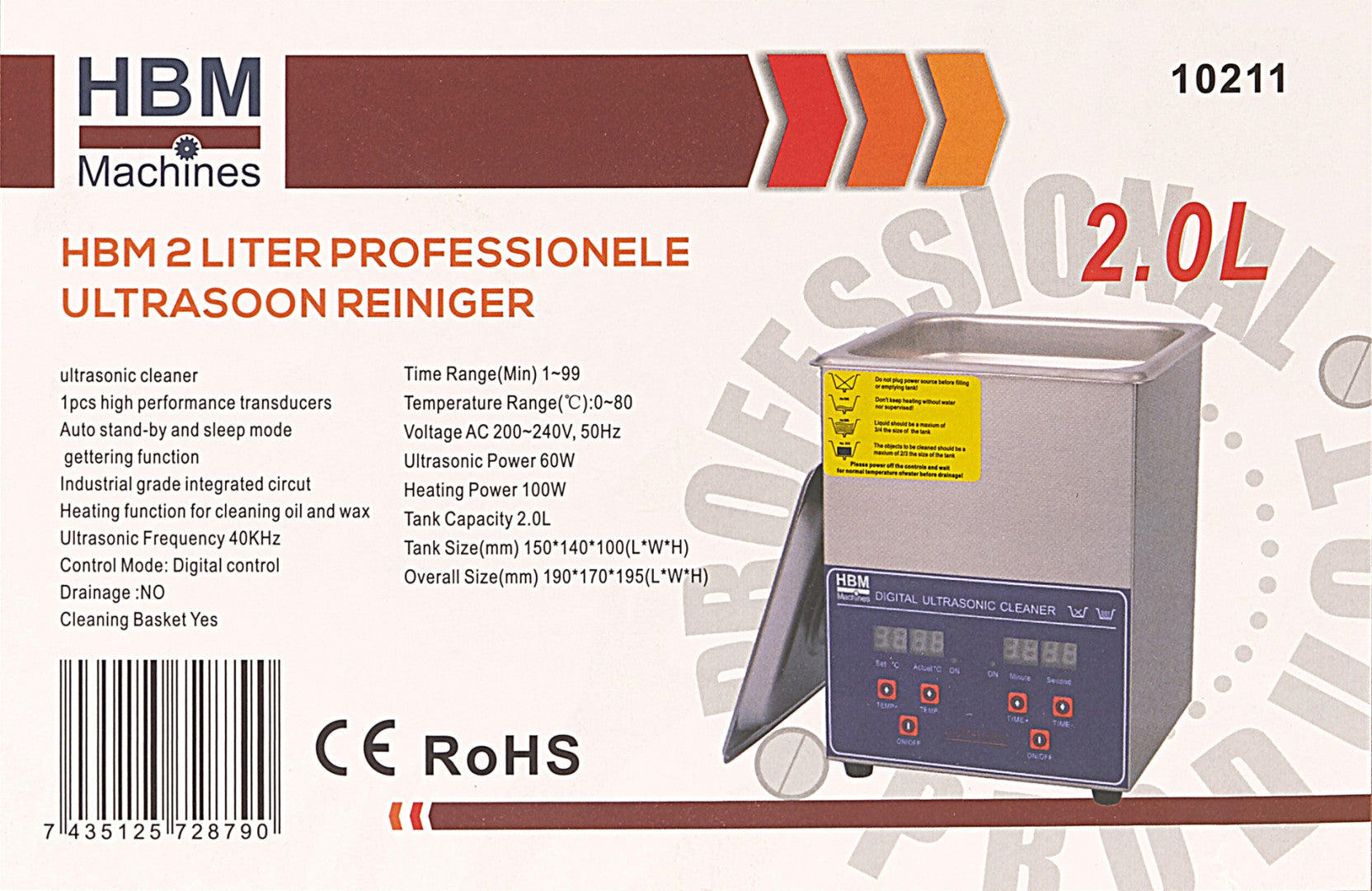 Апарат за ултразвуково почистване 2 л НВМ