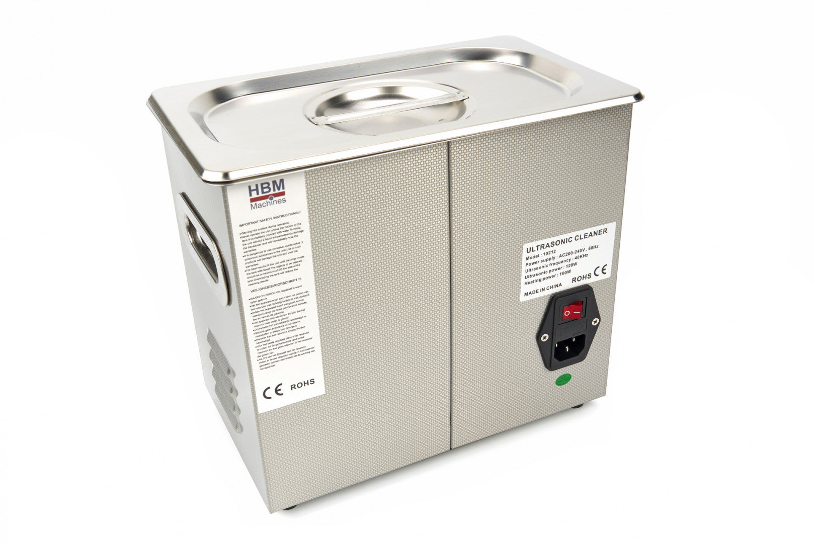 Апарат за почистване с ултразвуци 3 л, неръждаема стомана, цифров таймер, HBM Machines