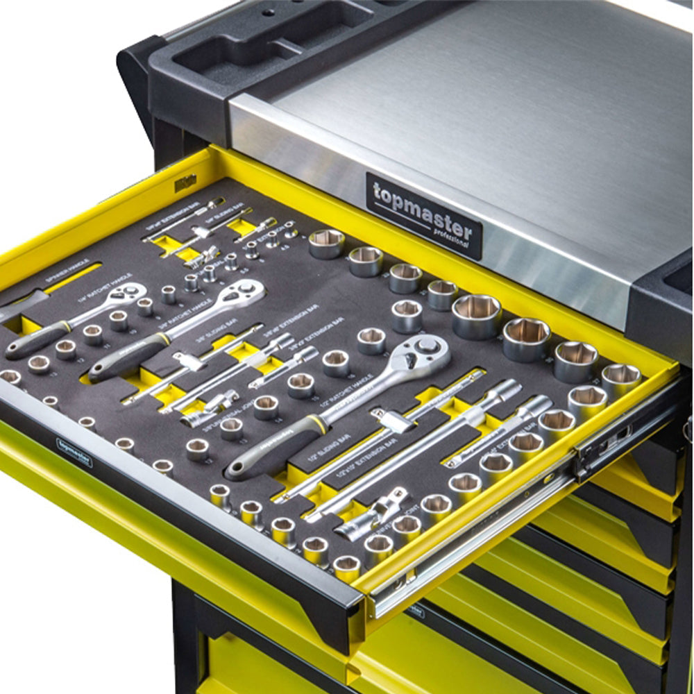 Шкаф с инструменти TOPMASTER, 7 чекмеджета, 182 части, 4 модула