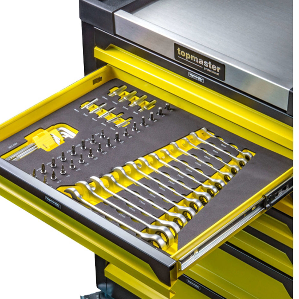 Шкаф с инструменти TOPMASTER, 7 чекмеджета, 182 части, 4 модула